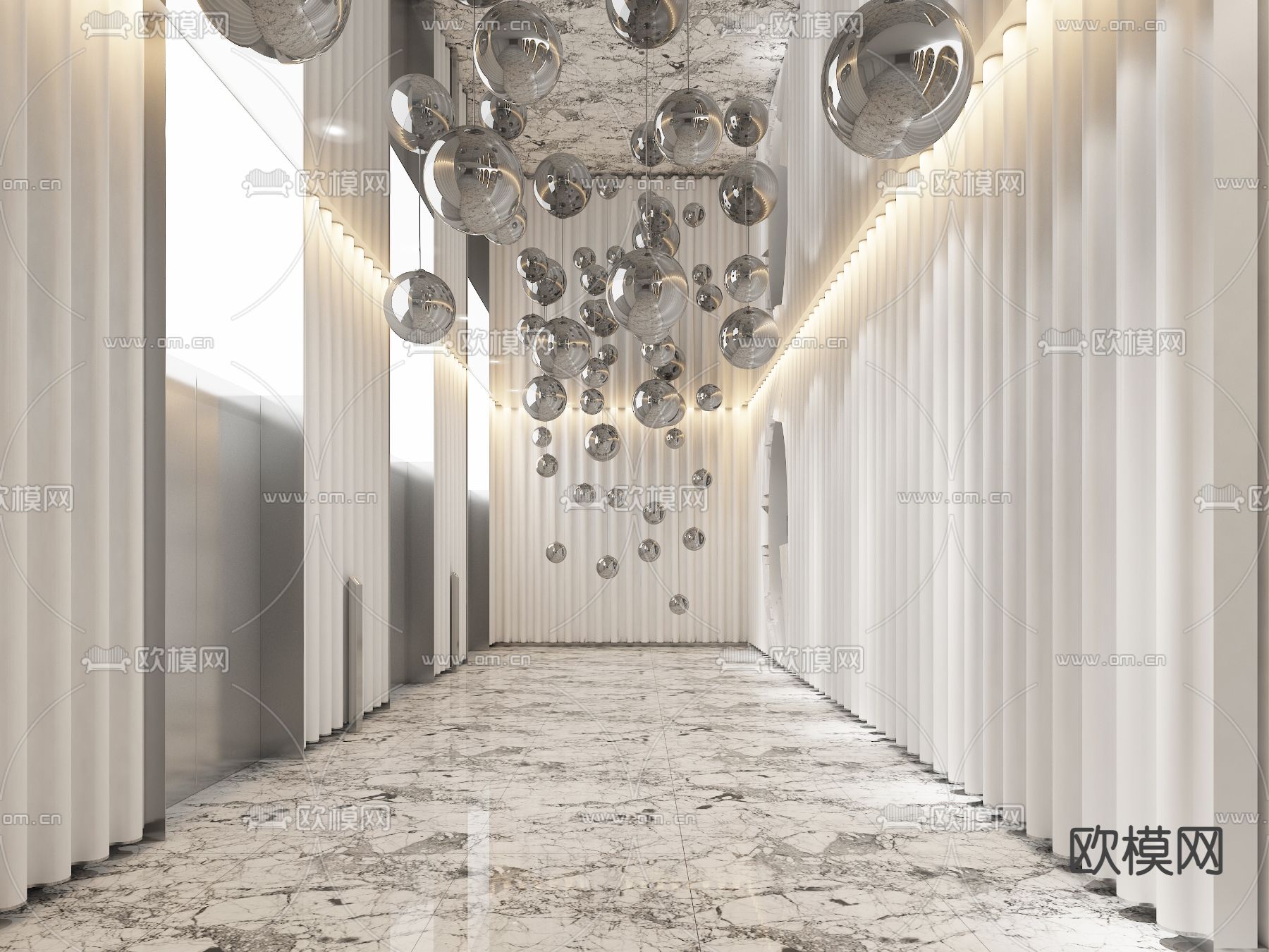 酒店电梯间 过道su模型下载（渲染图1）