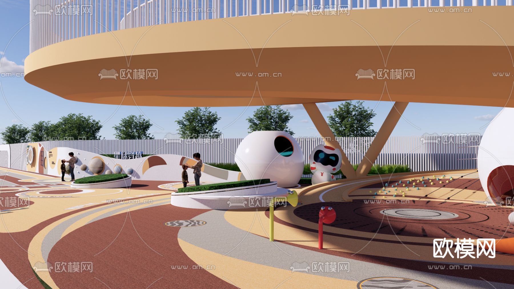 儿童活动场地su模型下载（渲染图1）