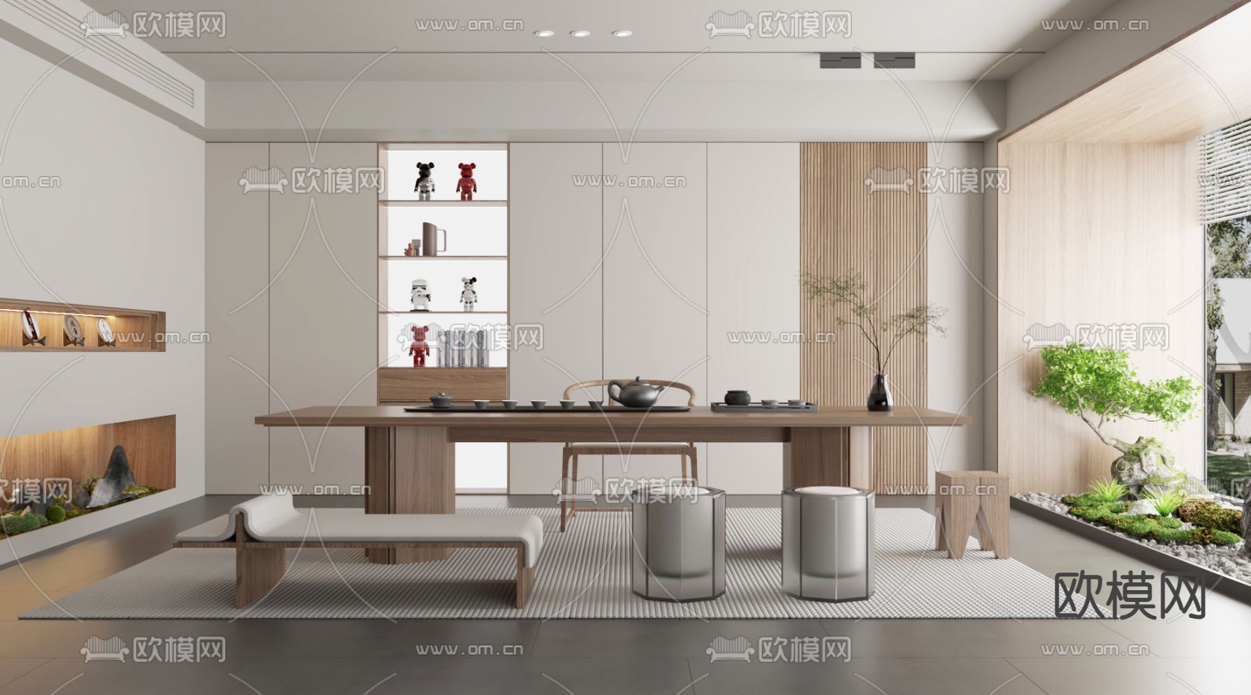 新中式茶室3d模型下载