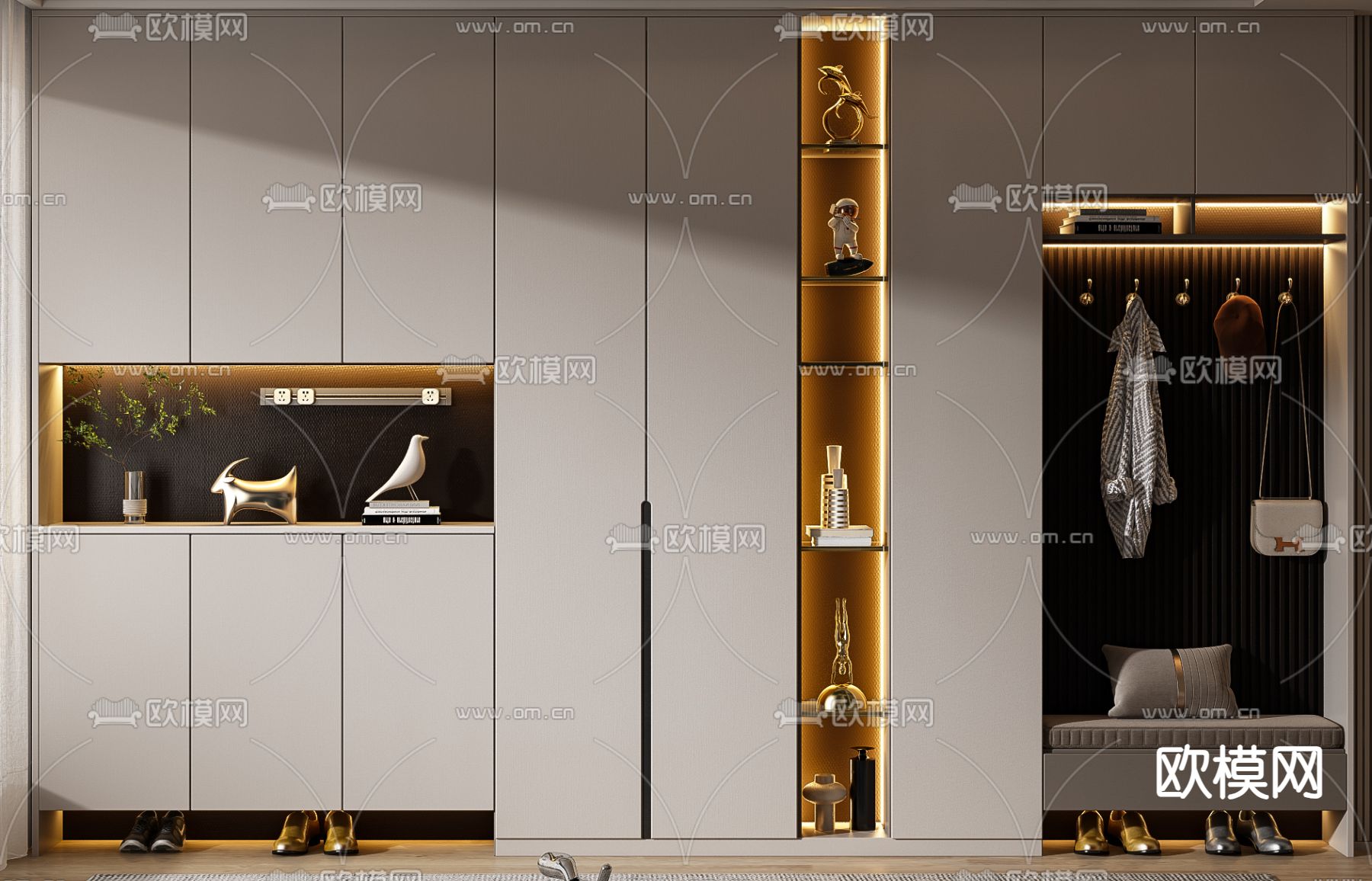 玄关鞋柜3d模型下载（渲染图2）