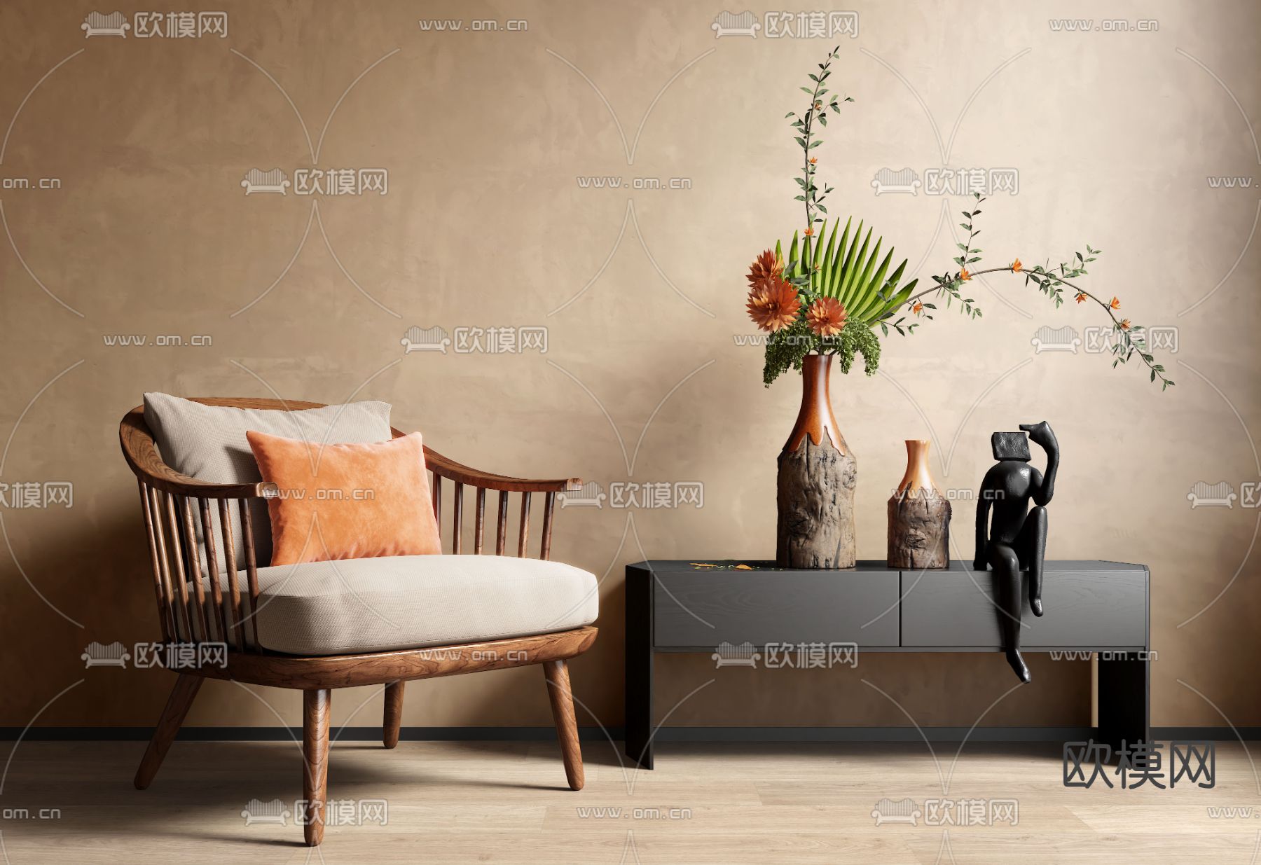 中古风椅子 休闲椅3d模型下载