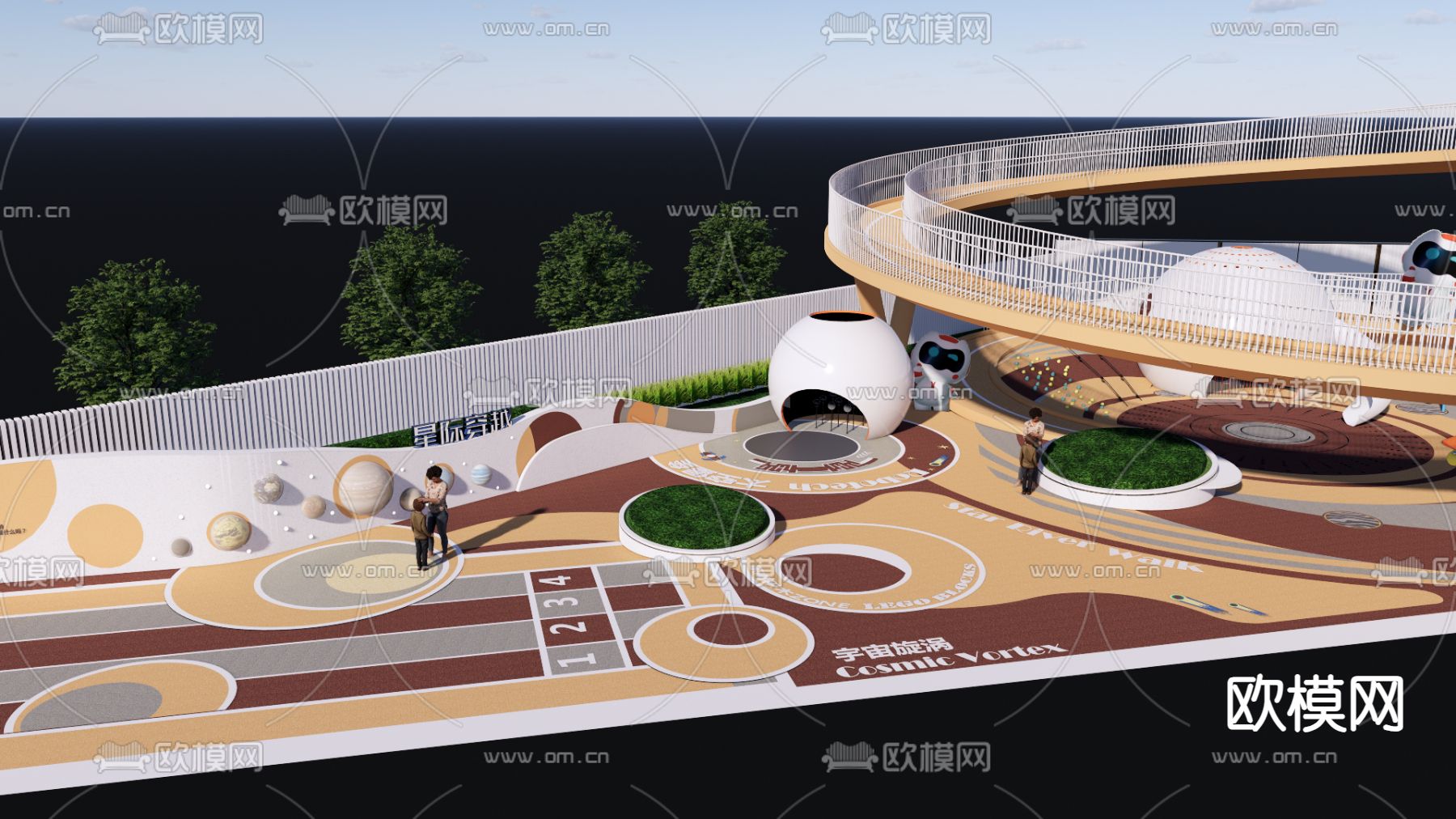 儿童活动场地su模型下载（渲染图2）