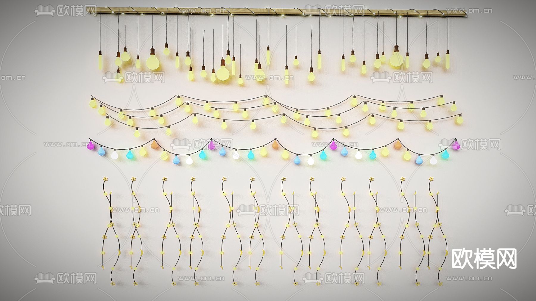星星灯 装饰灯 麦穗灯su模型下载（渲染图1）