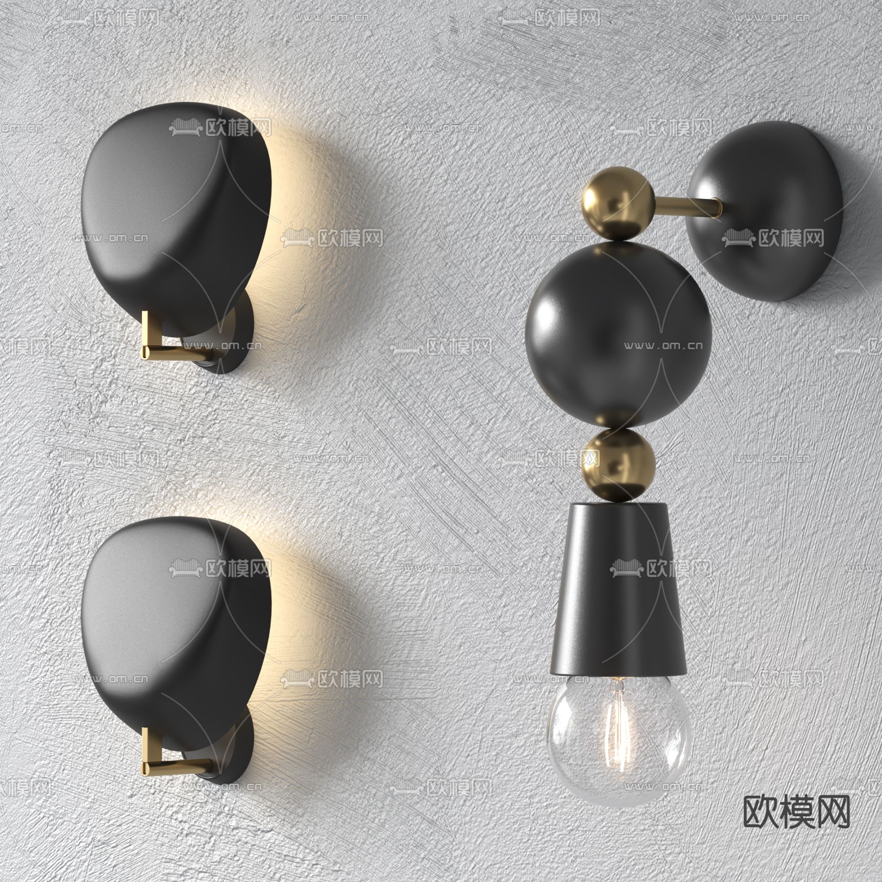 灯泡壁灯 墙灯3d模型下载