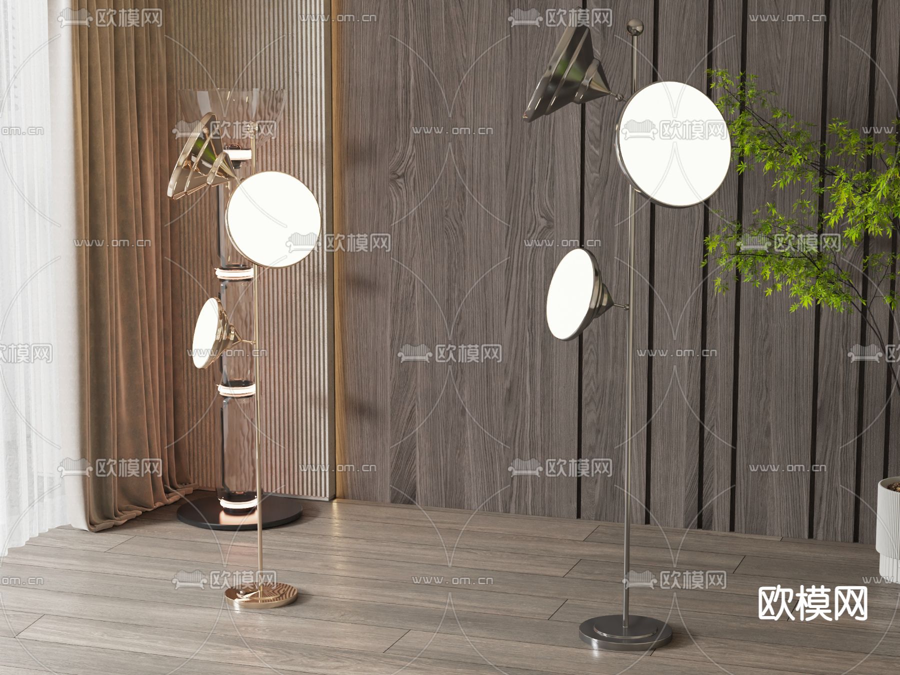 现代落地灯su模型下载（渲染图1）