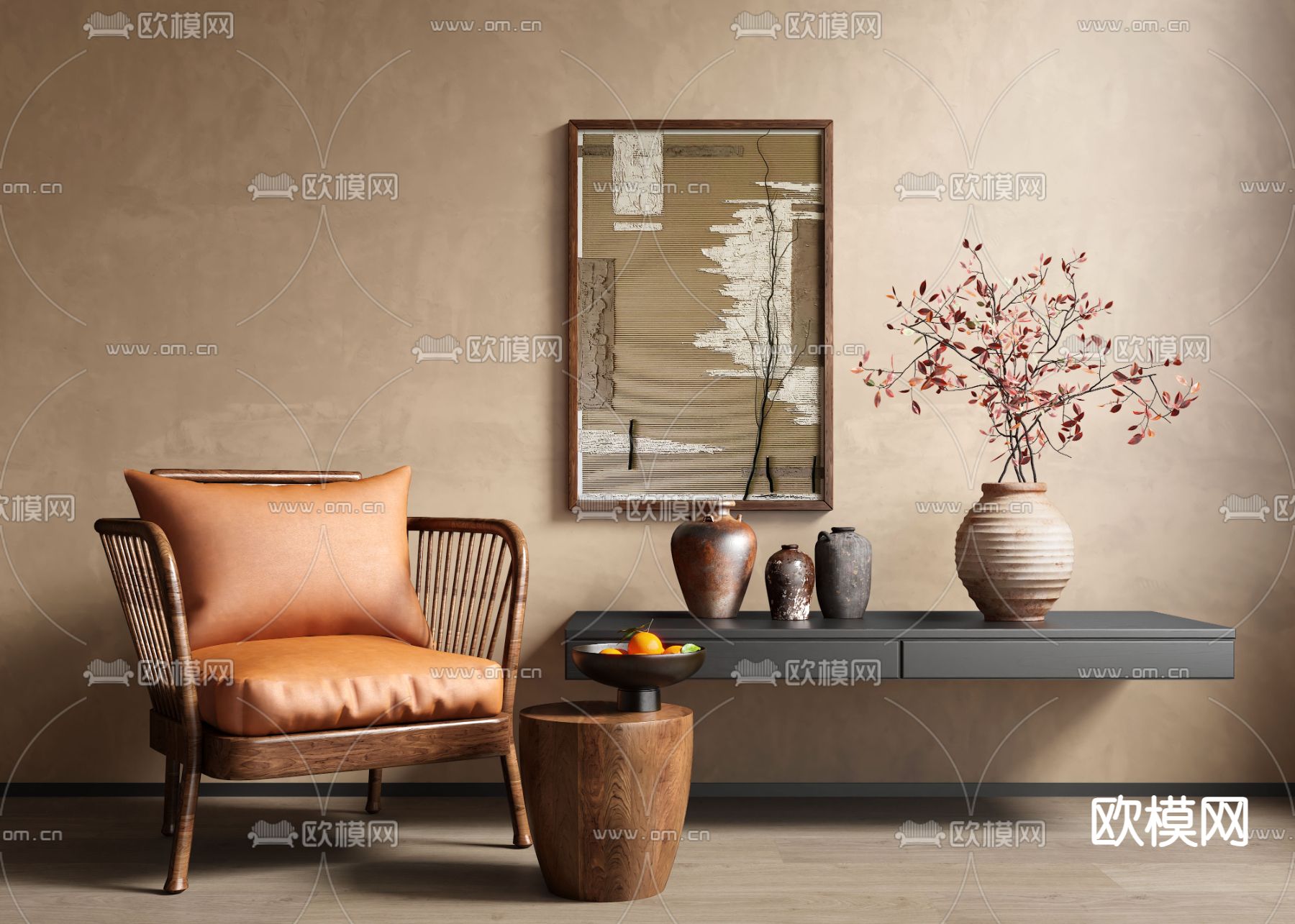 侘寂椅子 休闲椅3d模型下载