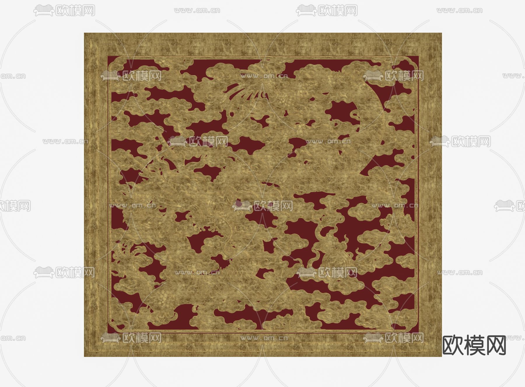 中式浮雕装饰su模型下载（渲染图2）