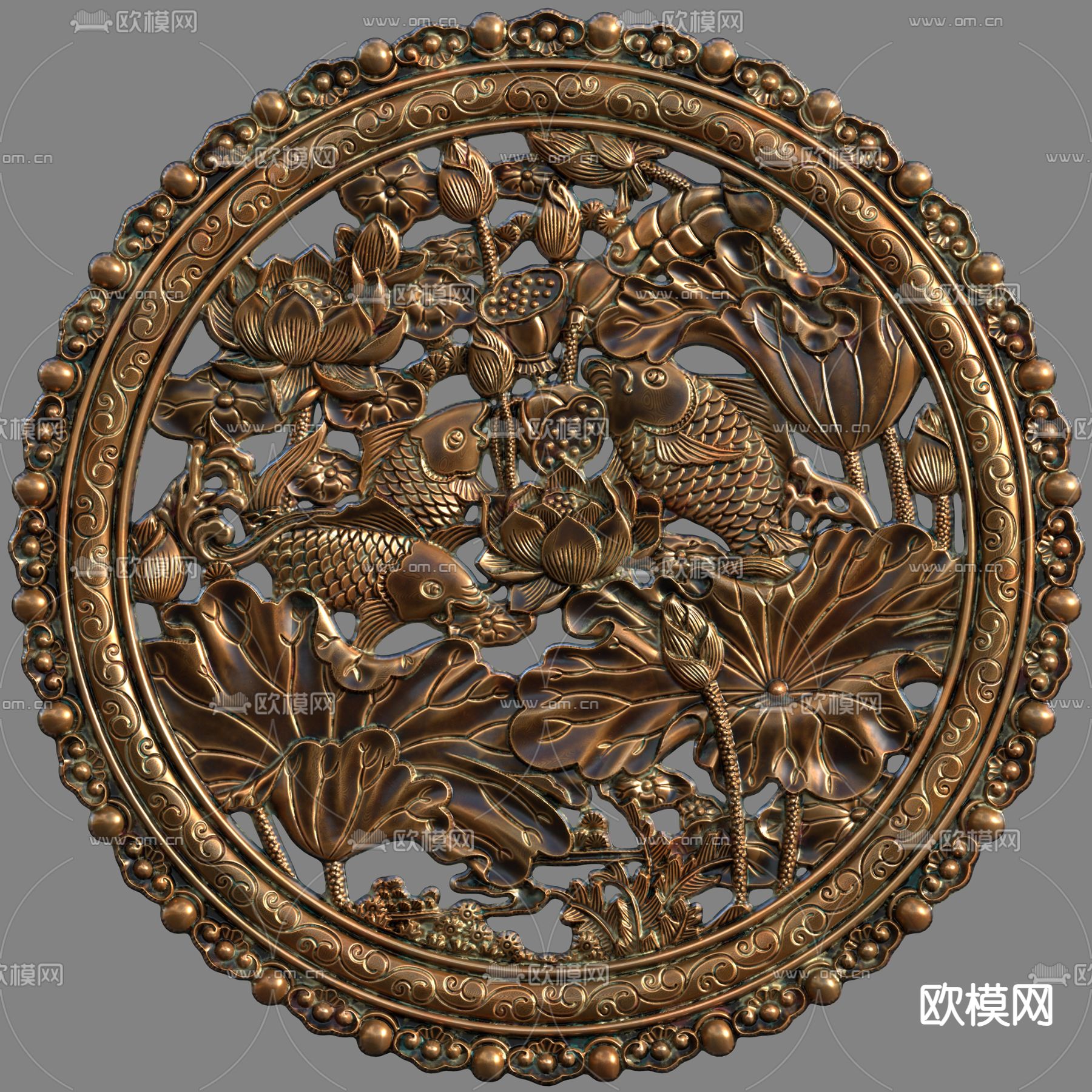 中式木雕 浮雕su模型下载（渲染图1）