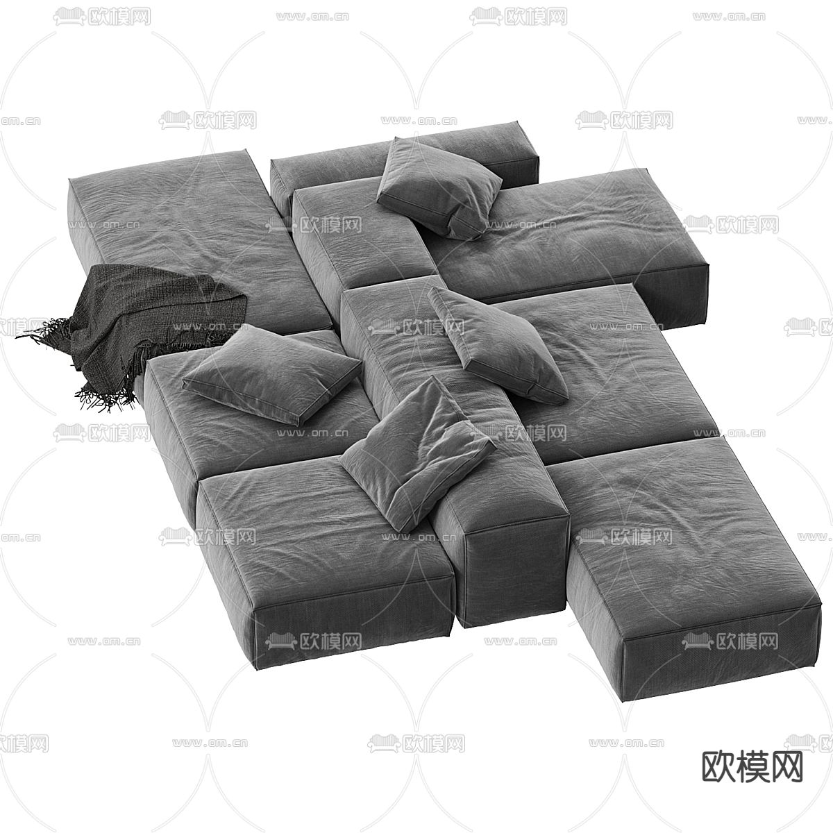 公共沙发 大堂沙发 模块沙发 拼接沙发3d模型下载（渲染图3）