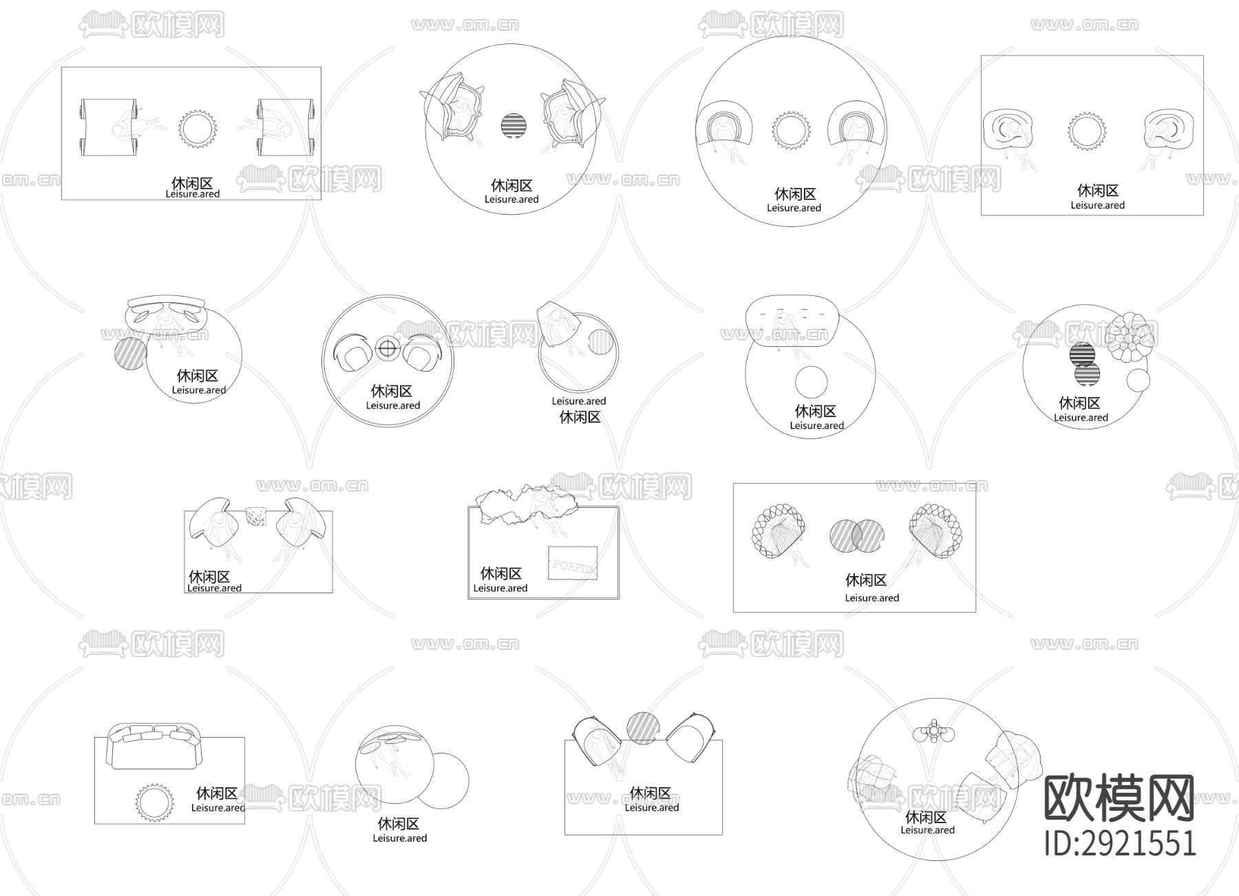 休闲桌椅 洽谈桌椅CAD图库下载（渲染图2）