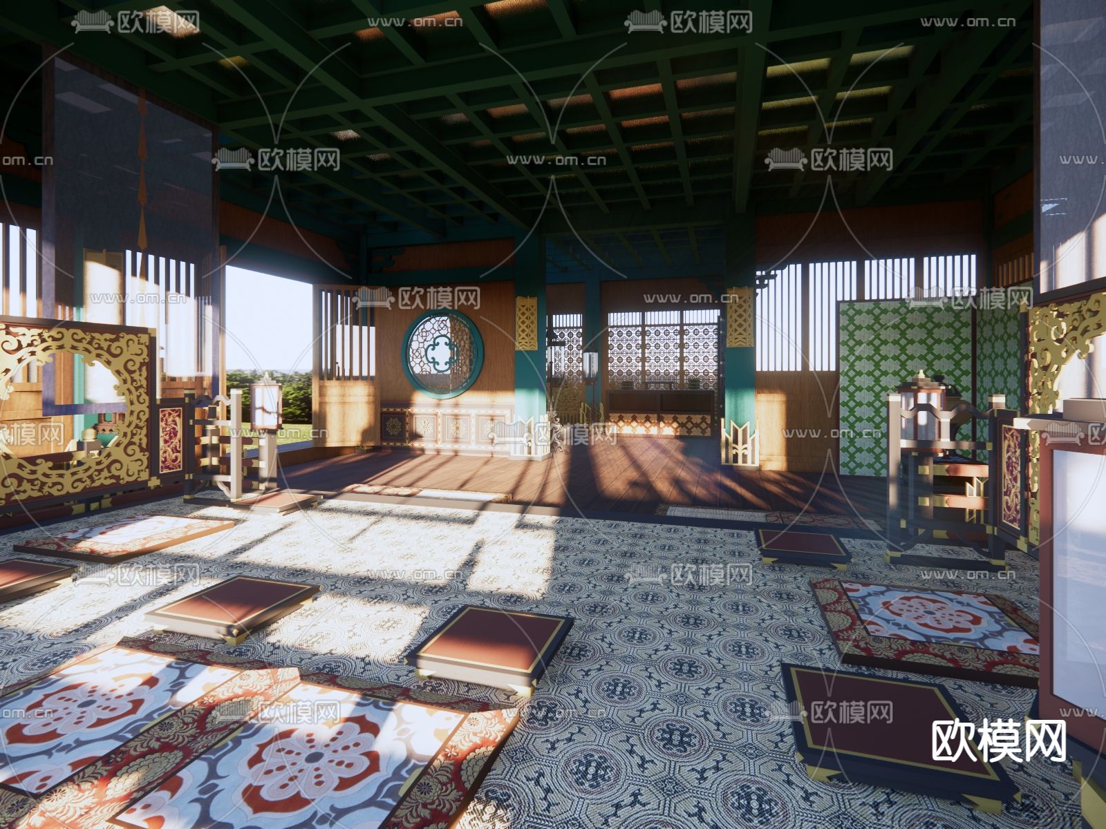 中式茶馆su模型下载（渲染图1）