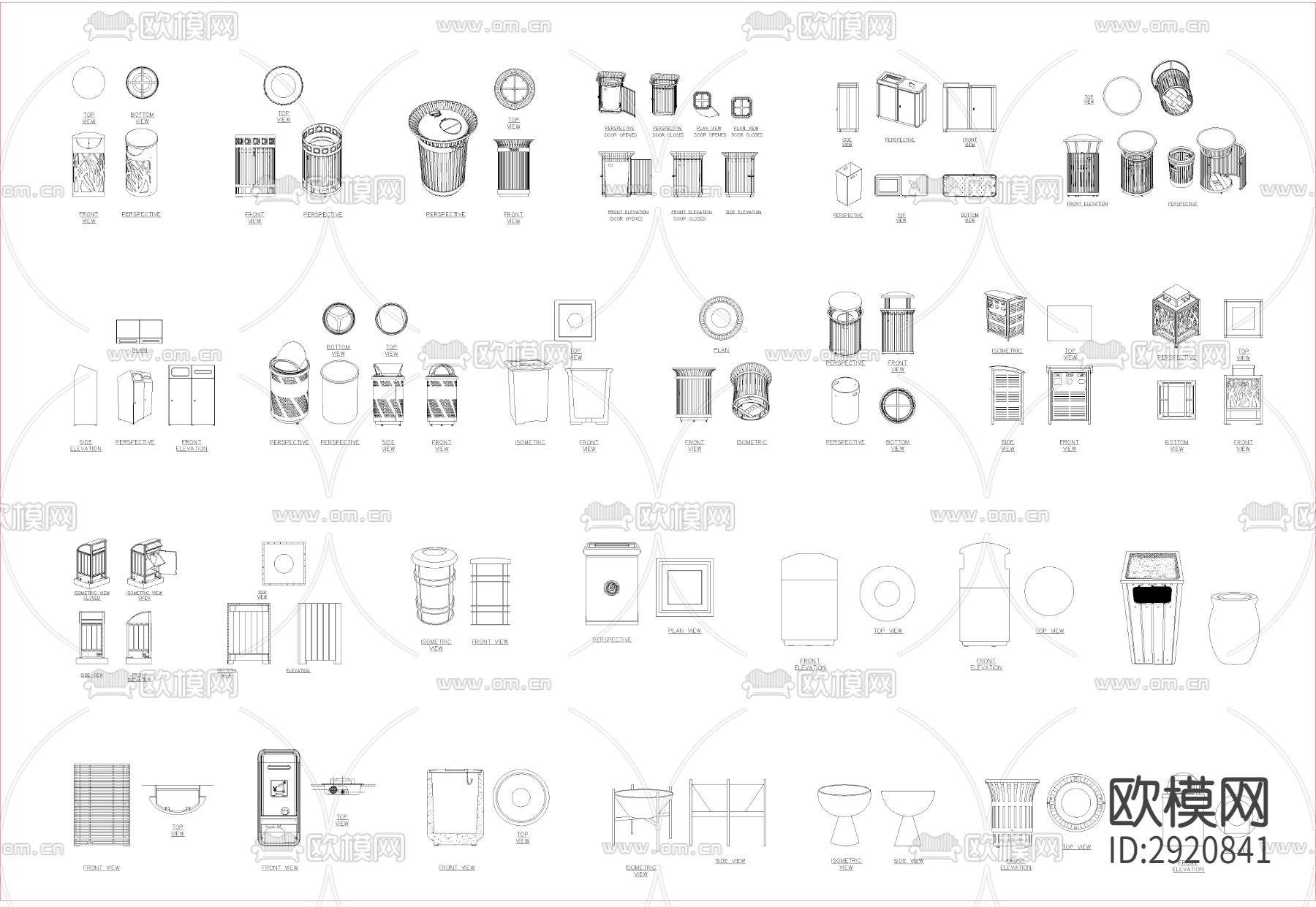 垃圾桶CAD图库下载