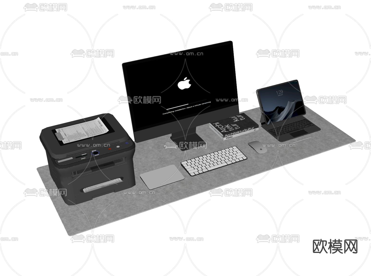 苹果电脑 办公用品su模型下载（渲染图2）