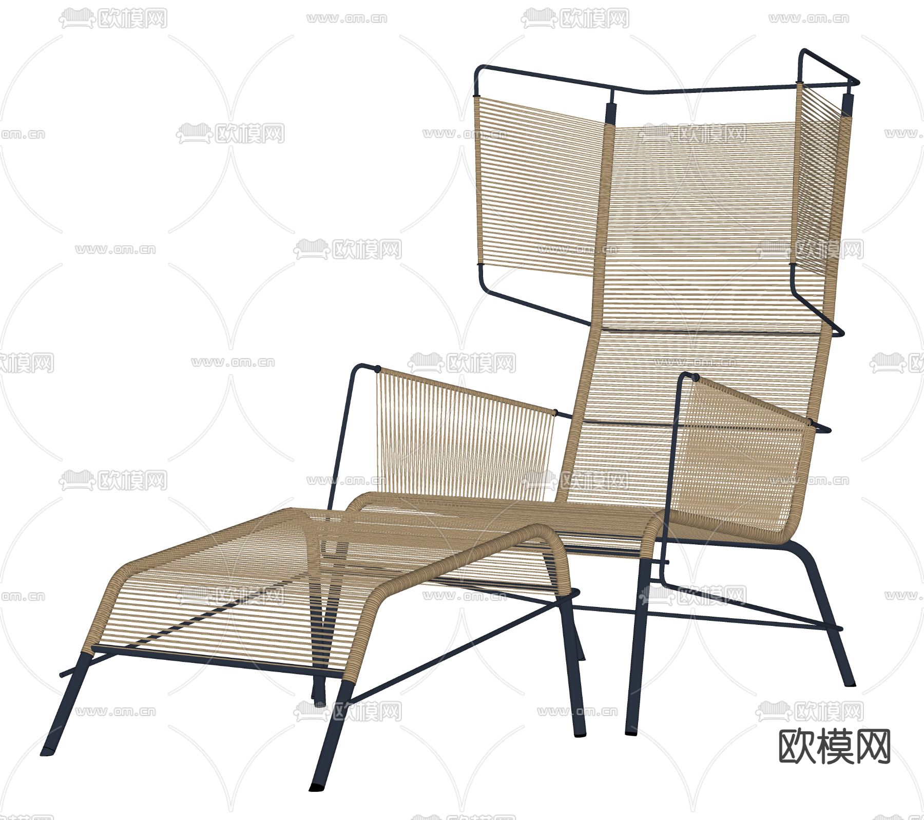 藤编休闲椅su模型下载（渲染图2）