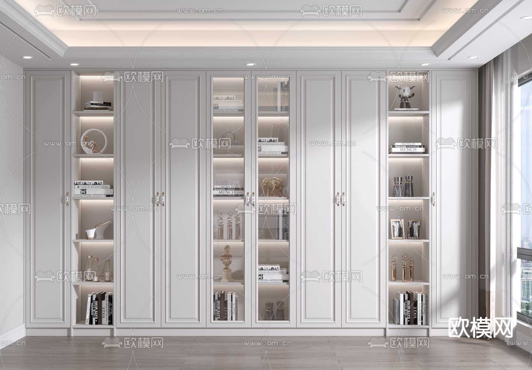 美式书柜3d模型下载