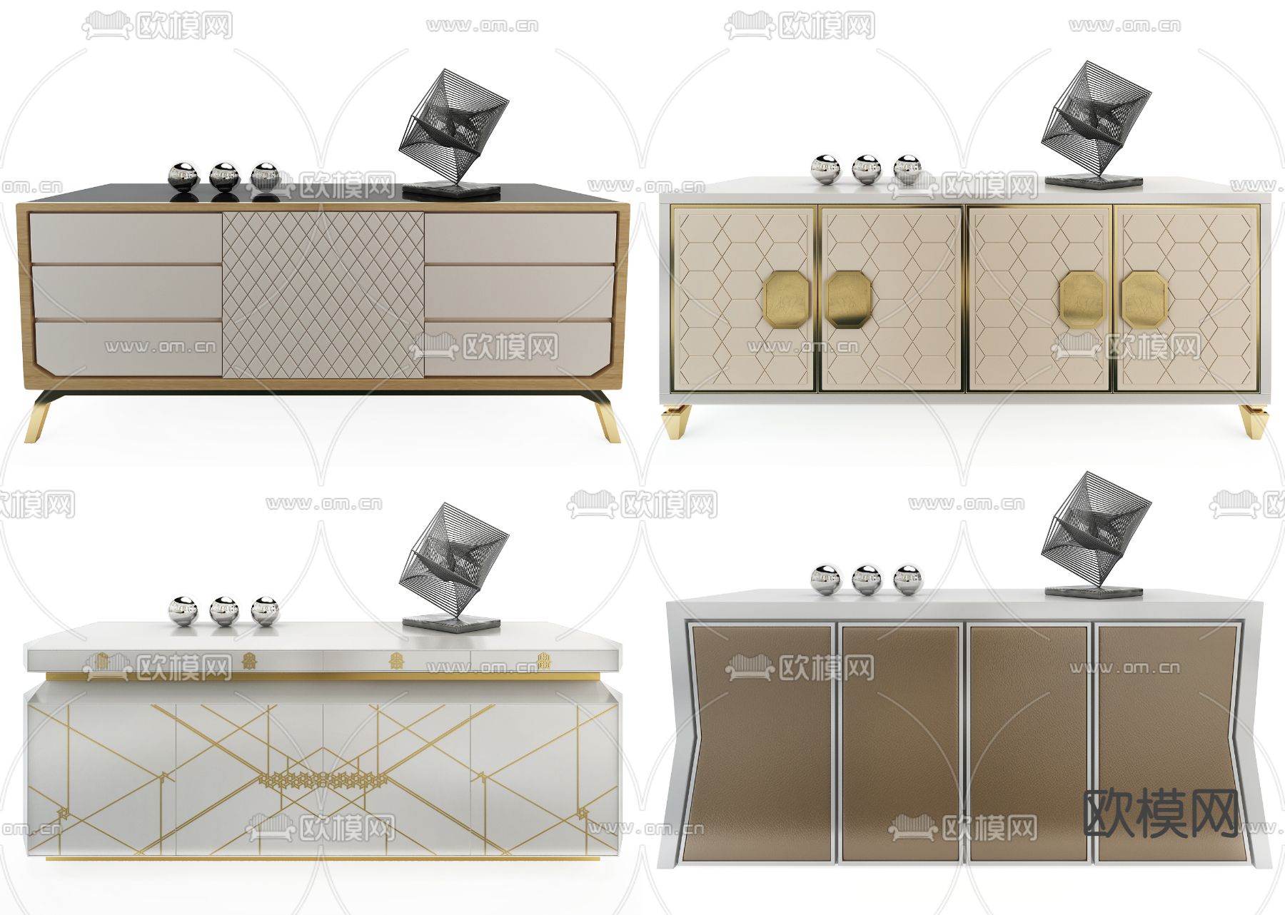 轻奢电视柜3d模型下载
