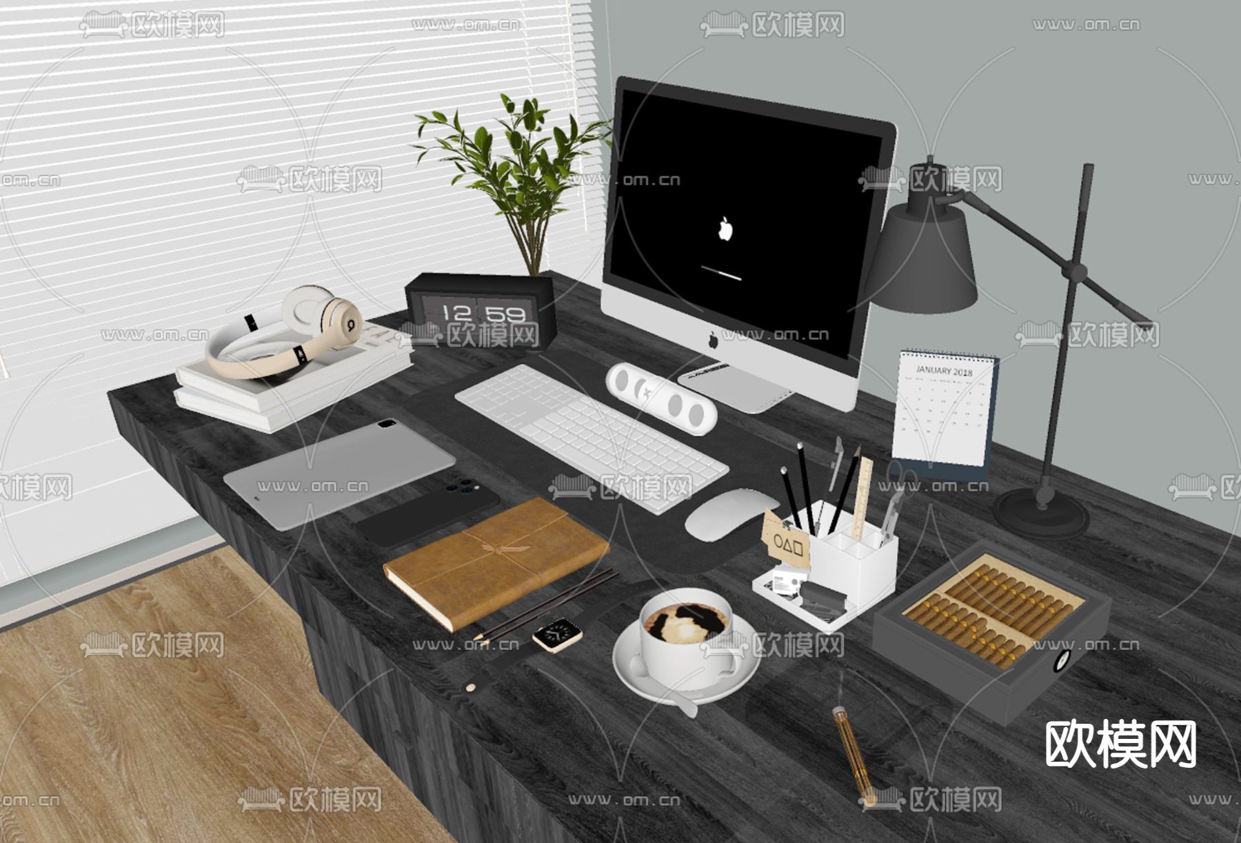 电脑显示器 办公用品 手表su模型下载（渲染图2）