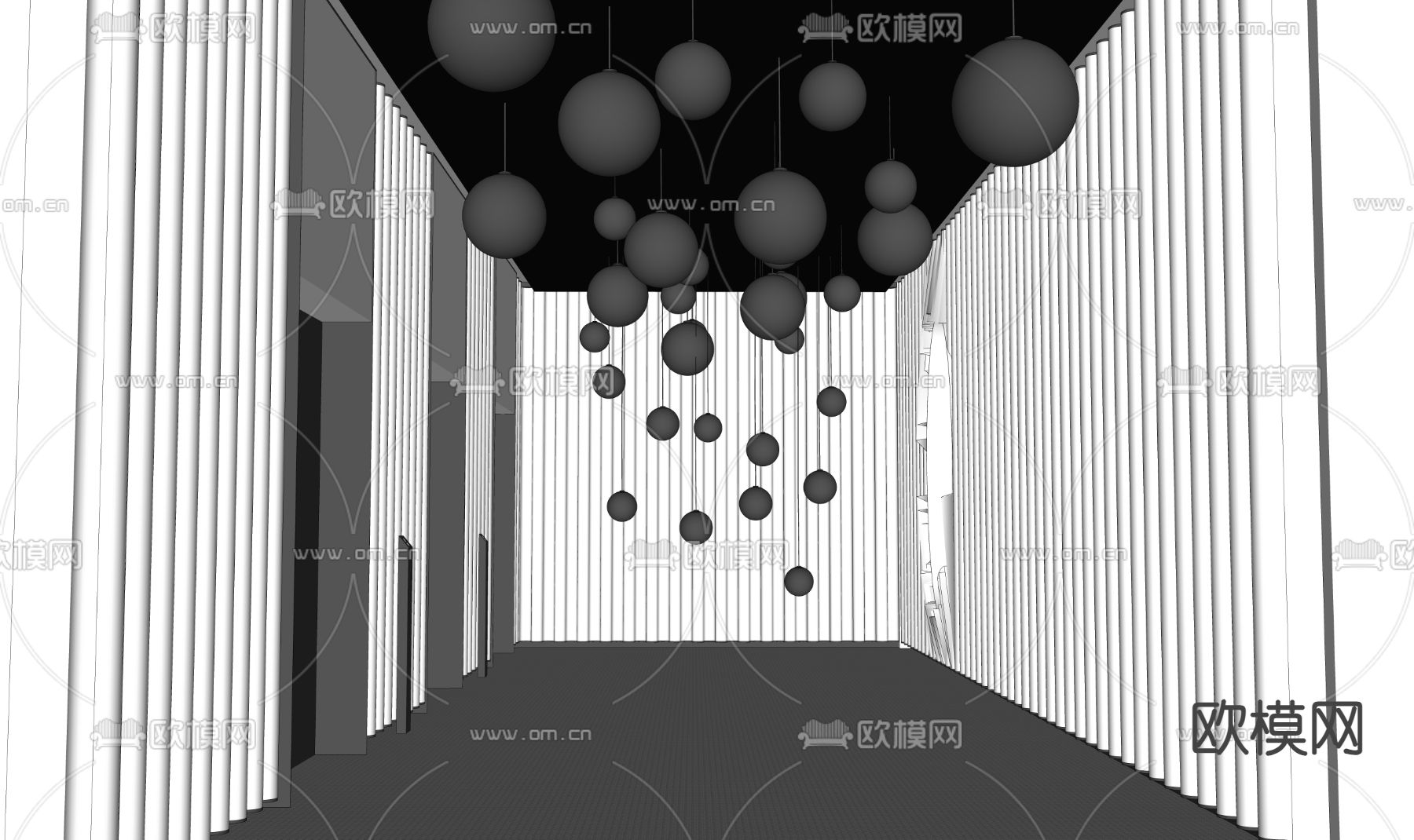 酒店电梯间 过道su模型下载（渲染图2）