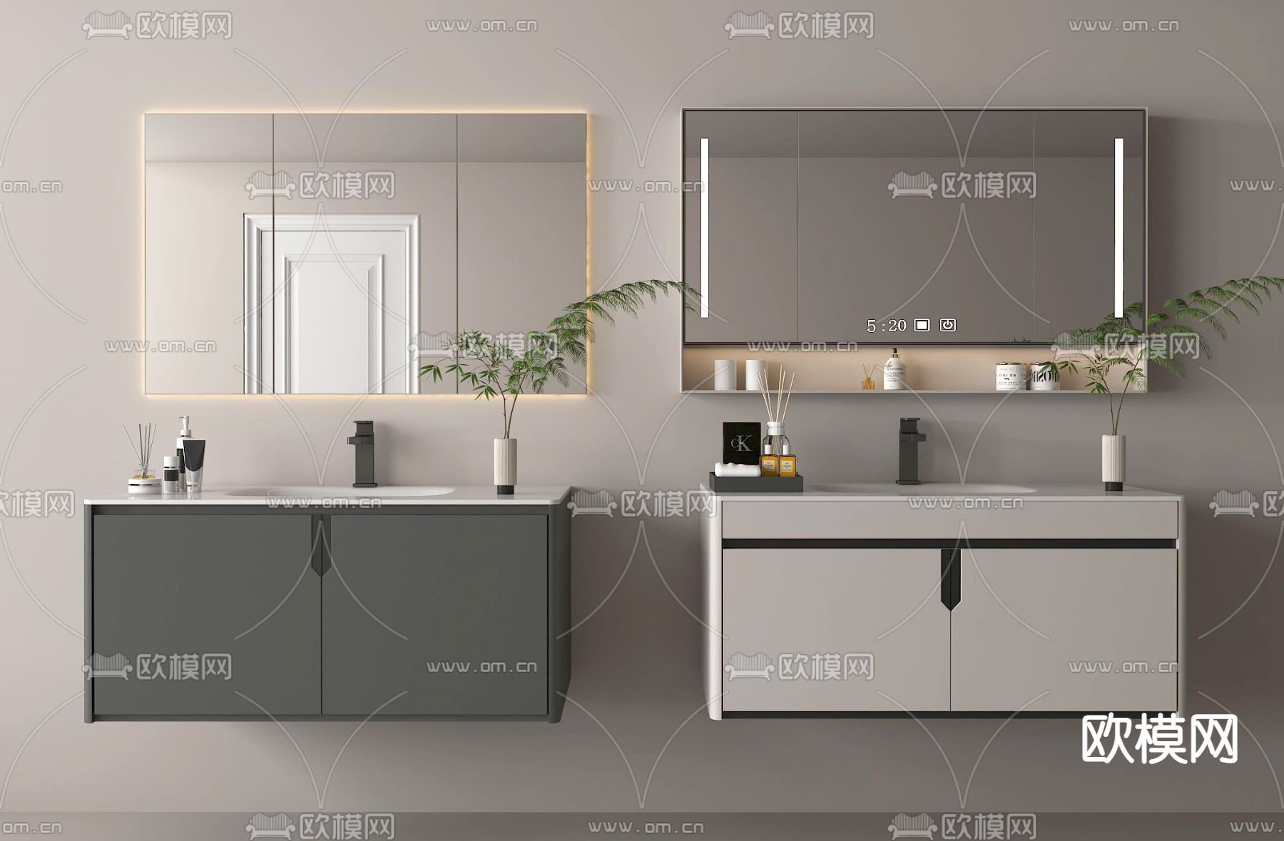 现代浴室柜 台盆 洗手台3d模型下载