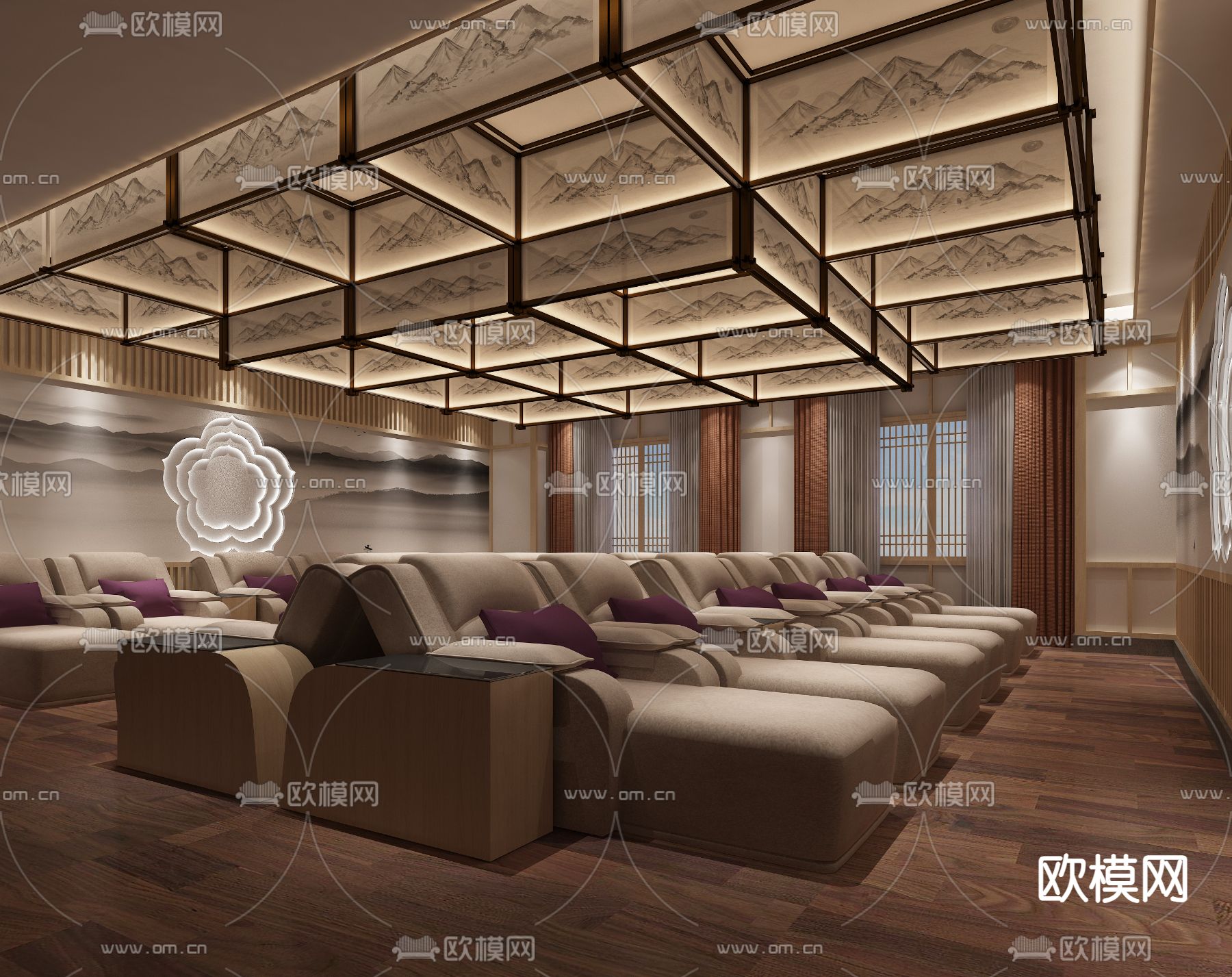 中式休息区SPA会所su模型下载（渲染图1）