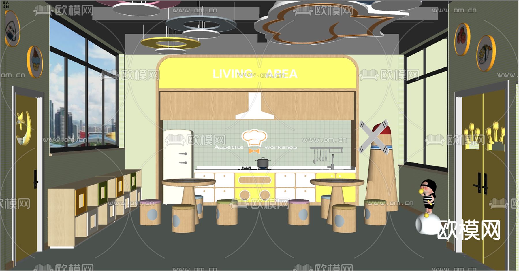 幼儿园烘培室su模型下载（渲染图2）