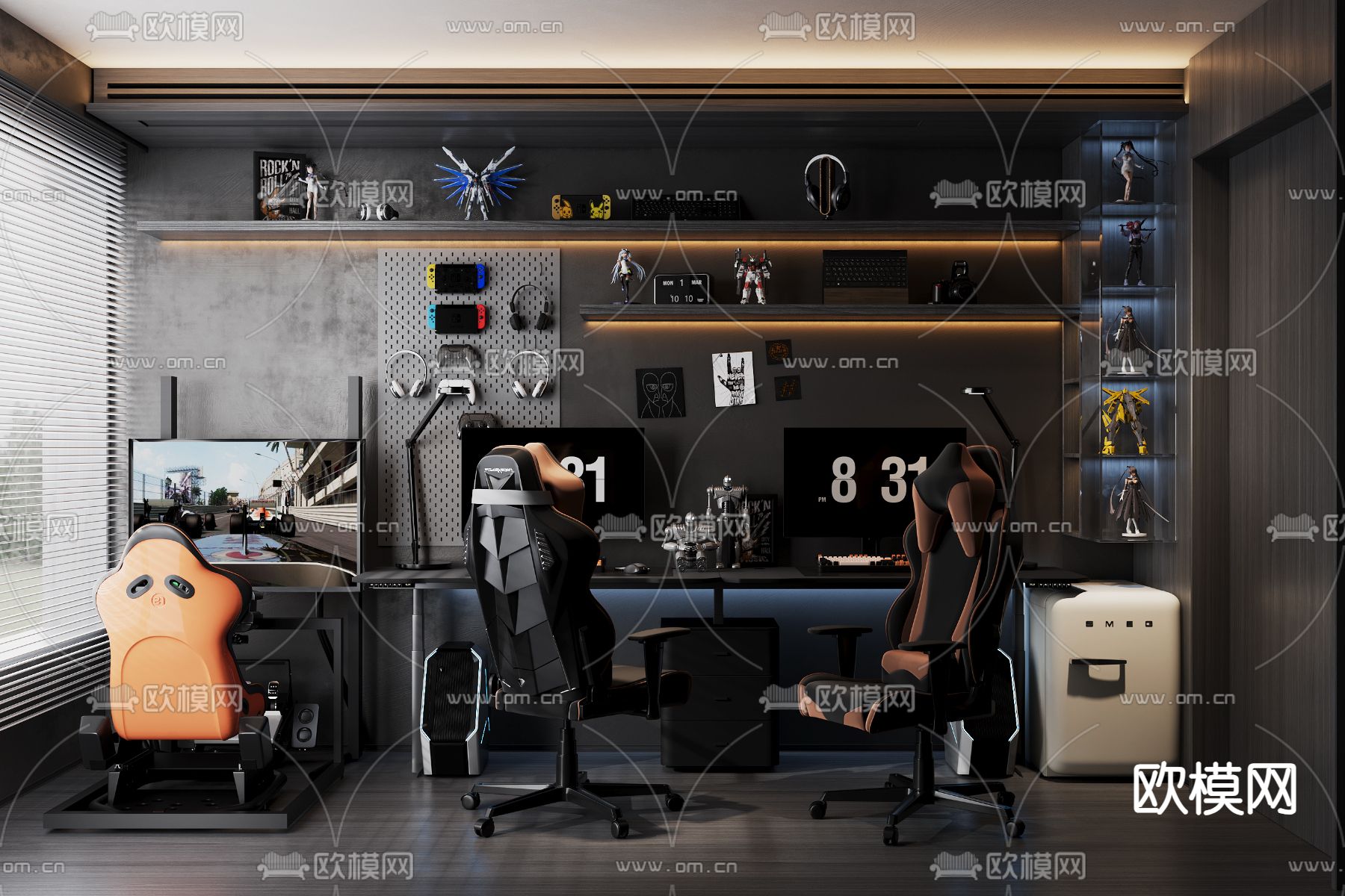 电竞房 游戏房 电玩房3d模型下载