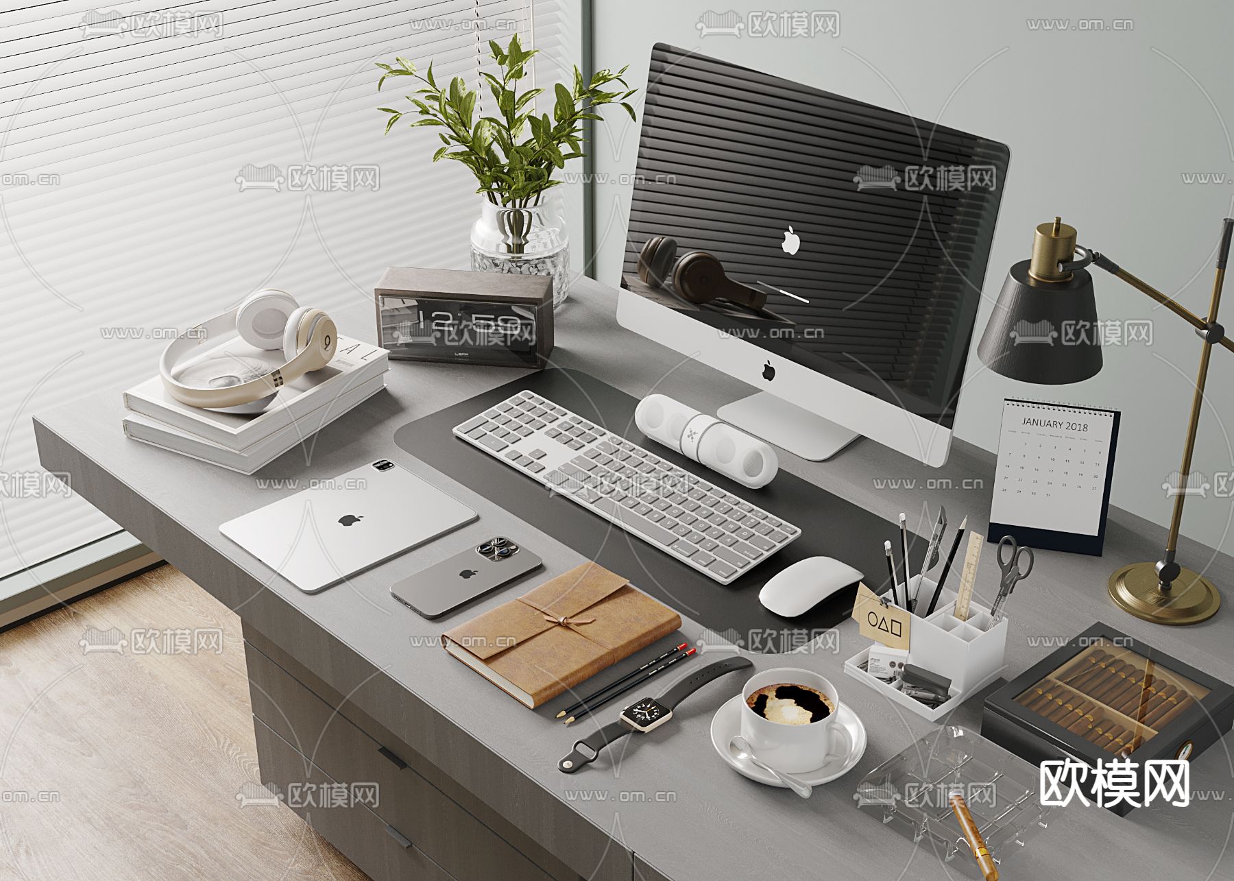 电脑显示器 办公用品 手表su模型下载（渲染图1）