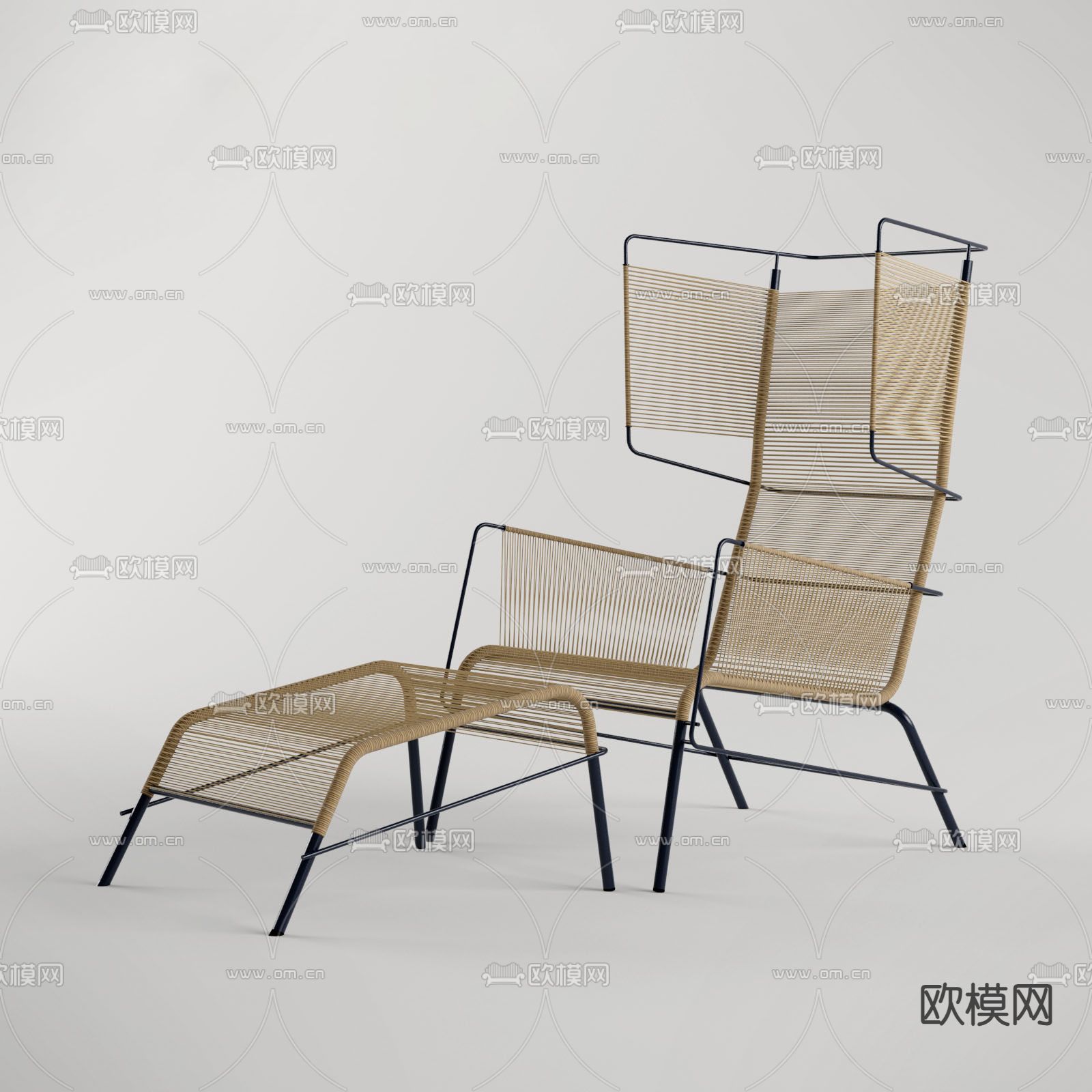 藤编休闲椅su模型下载（渲染图1）