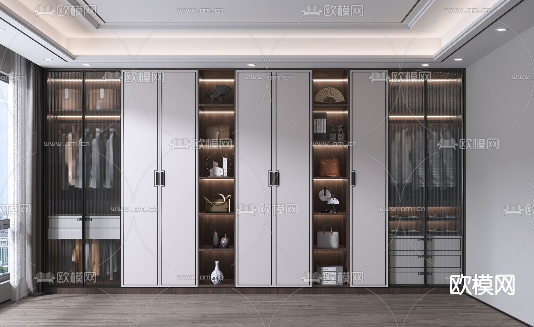 新中式衣柜3d模型下载