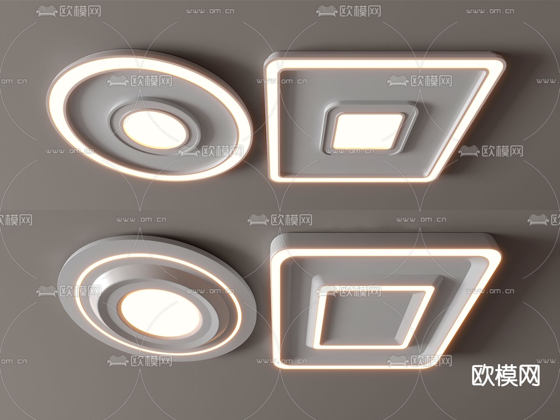 现代吸顶灯su模型下载（渲染图1）