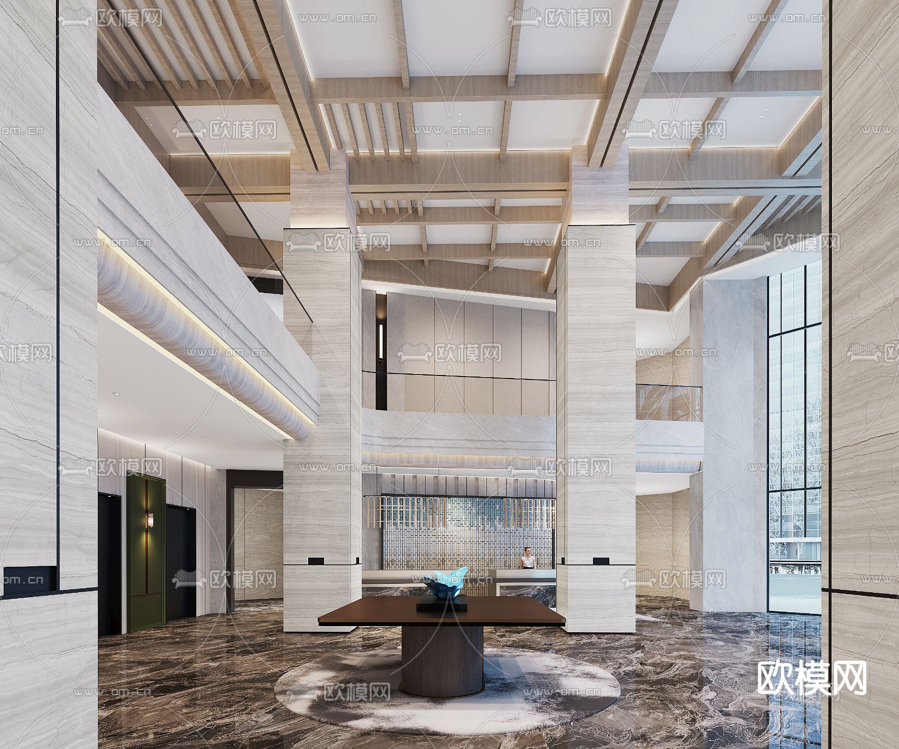 酒店中庭3d模型下载（渲染图2）