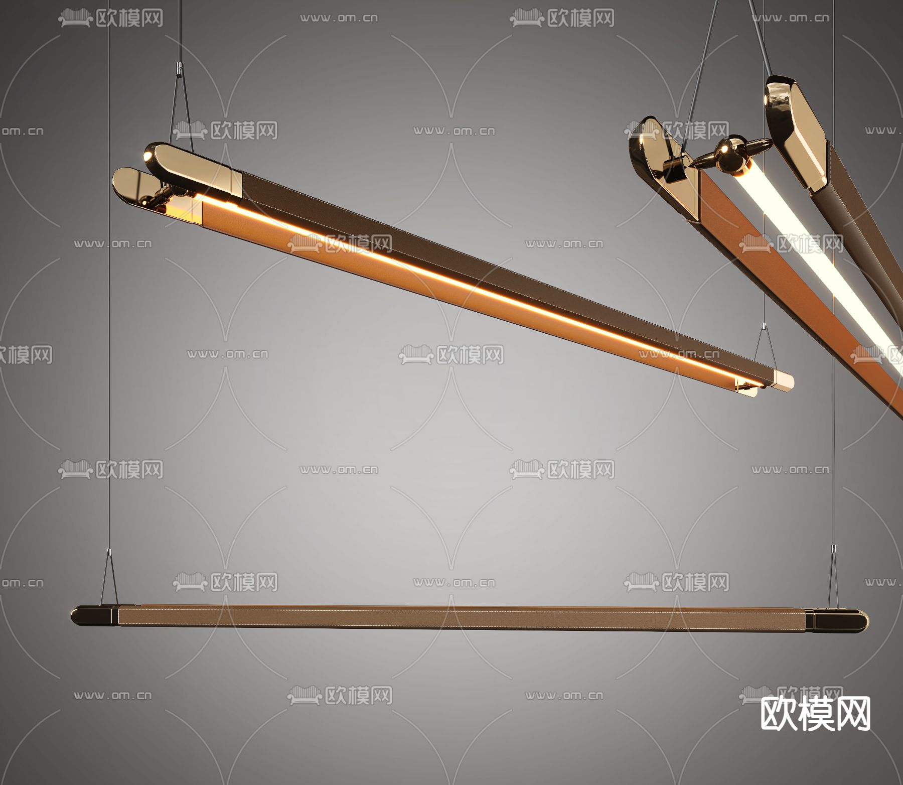 办公吊灯 长吊灯3d模型下载