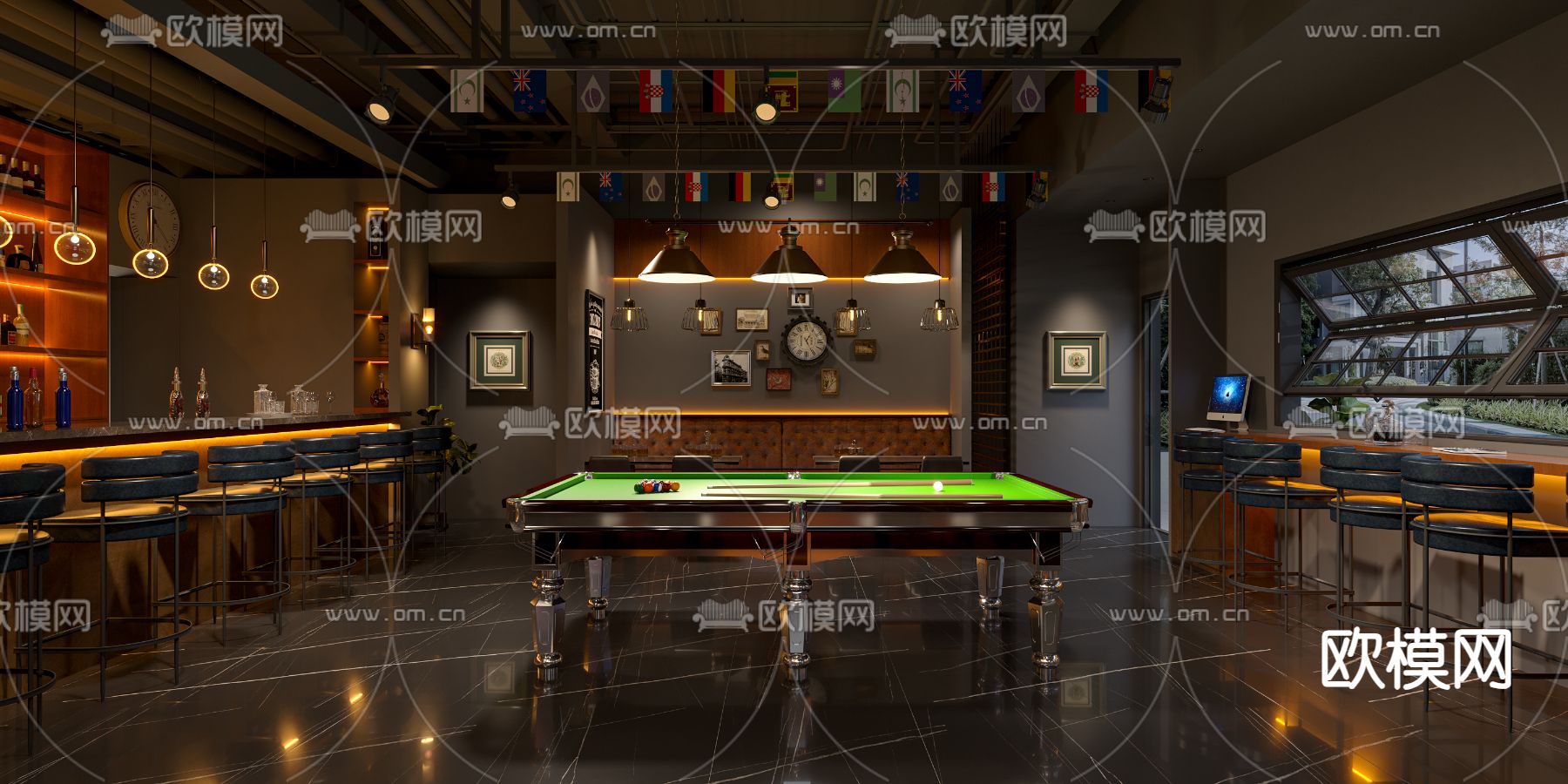 工业风酒吧3d模型下载（渲染图5）