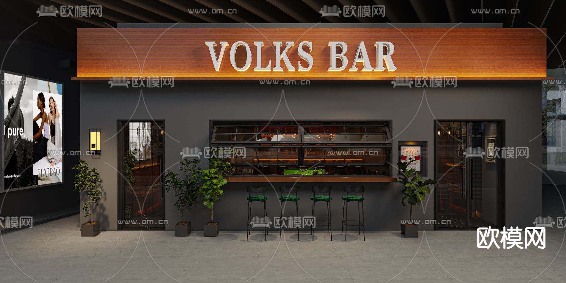 工业风酒吧3d模型下载（渲染图3）