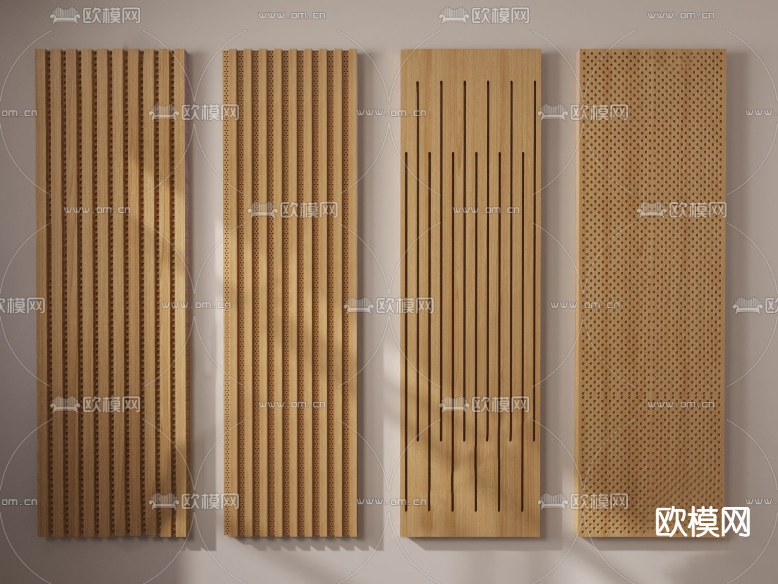 现代护墙板 吸音板su模型下载（渲染图1）