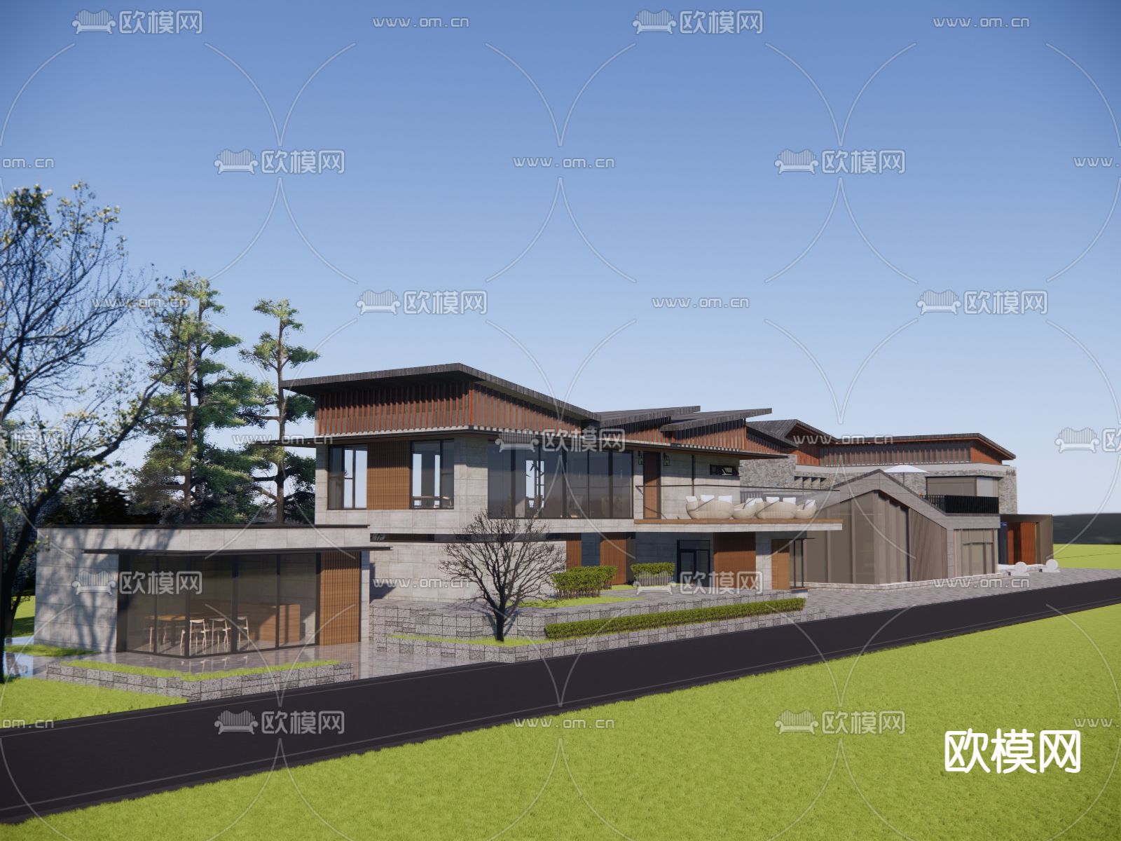 民宿建筑su模型下载（渲染图1）