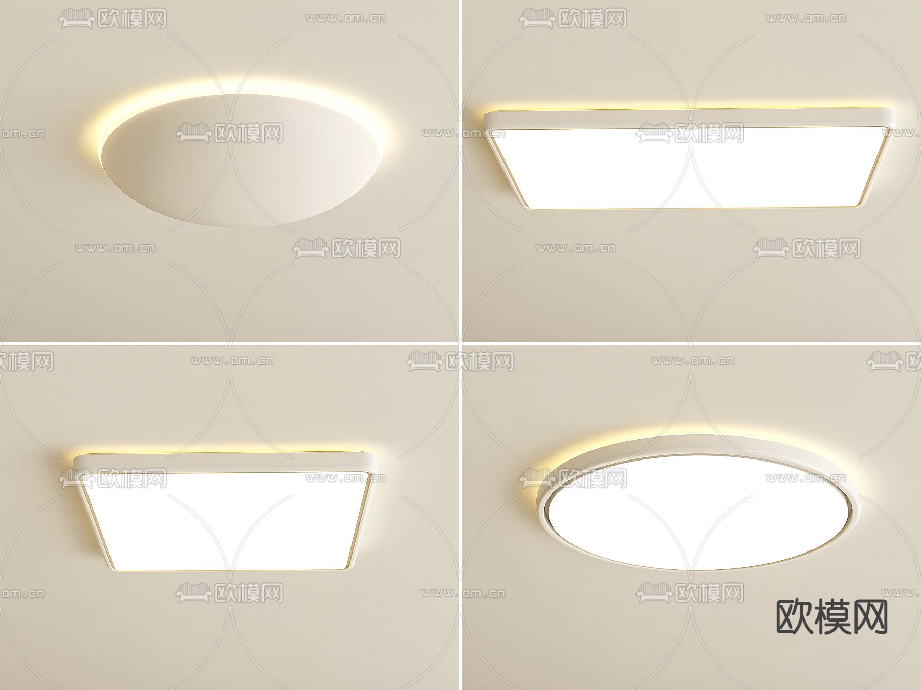 奶油风吸顶灯 卧室灯3d模型下载