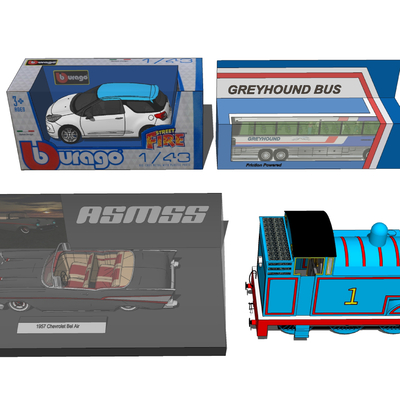  汽车模型 火车玩具su模型 