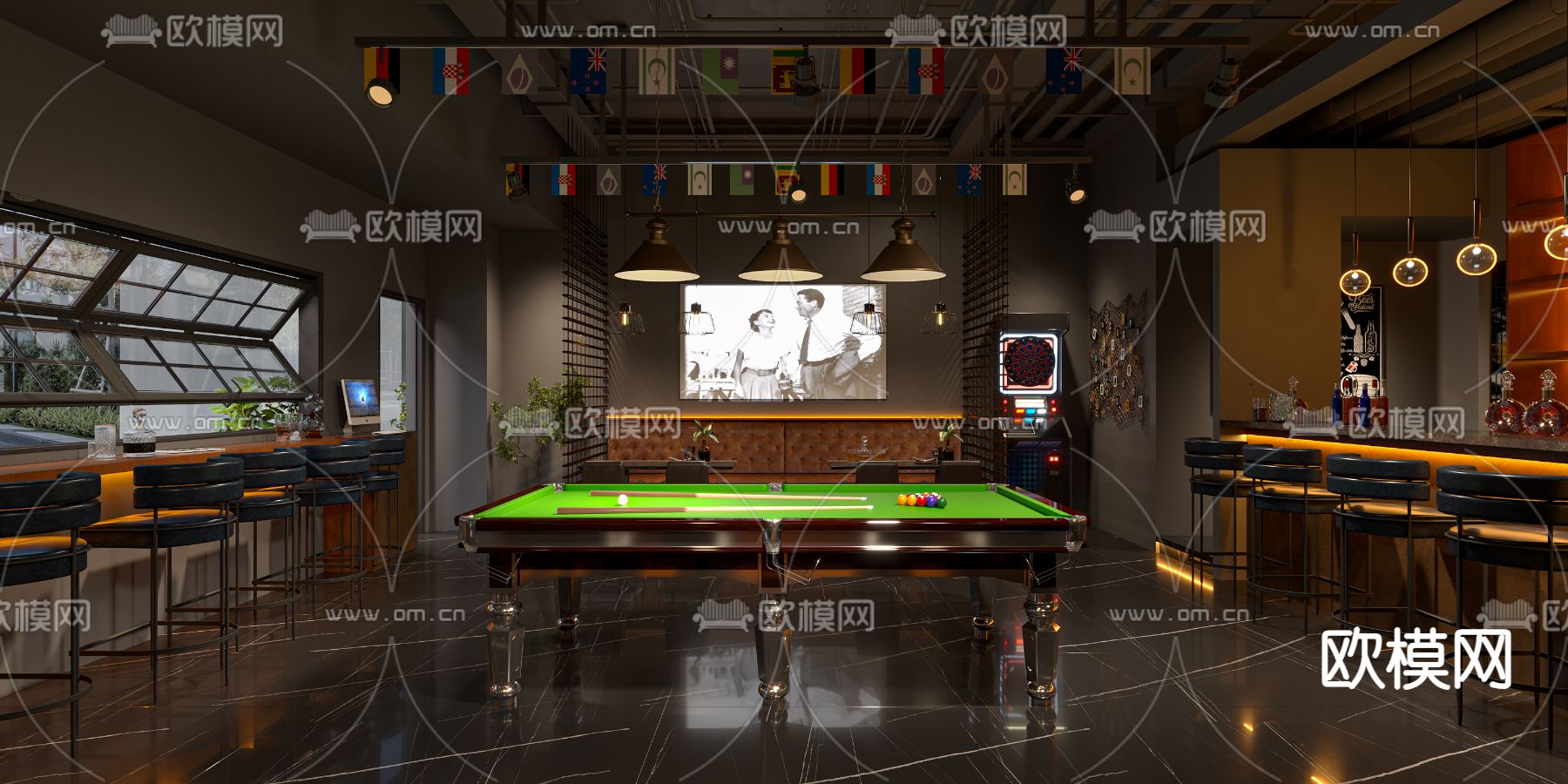 工业风酒吧3d模型下载（渲染图4）