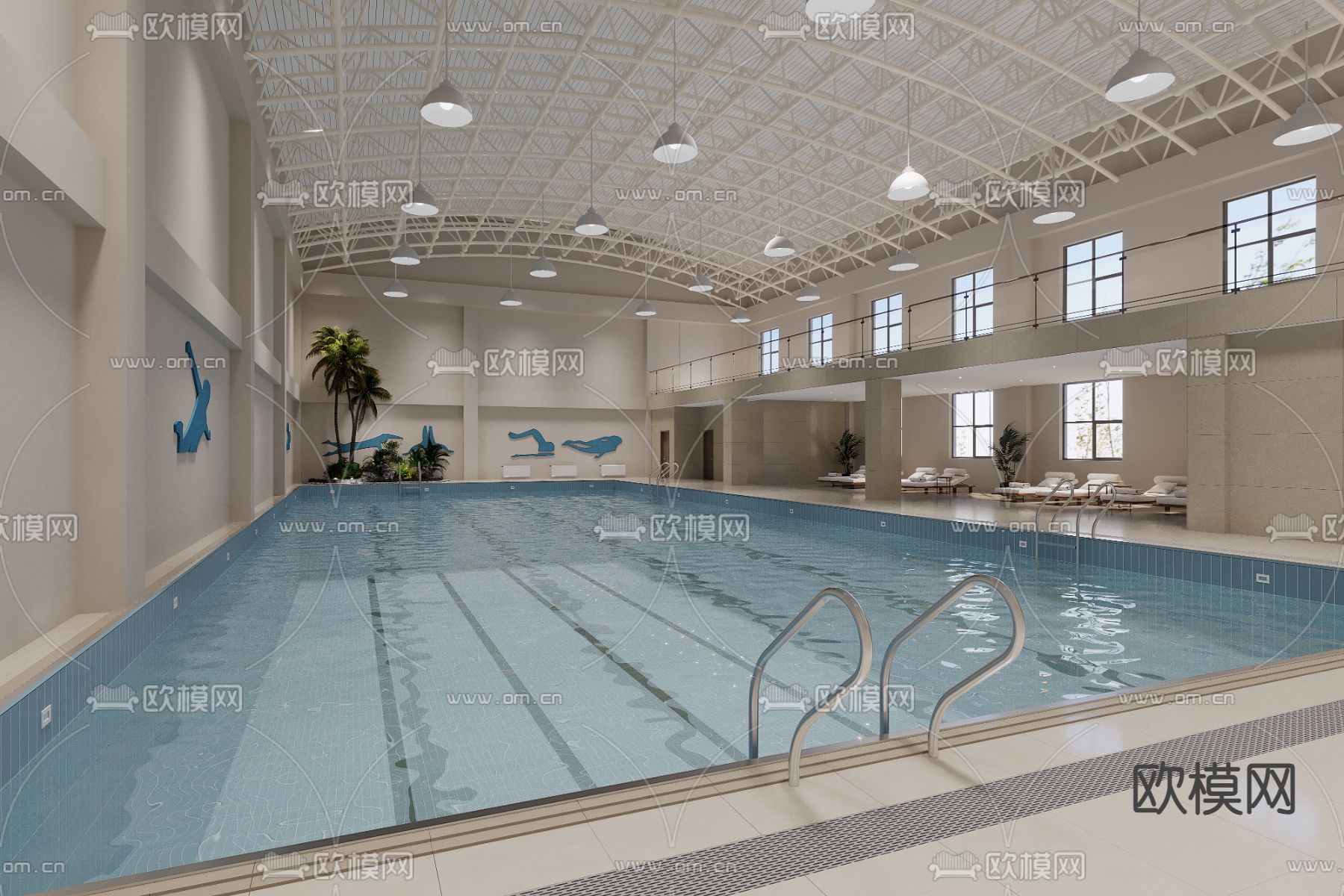 现代游泳馆3d模型下载