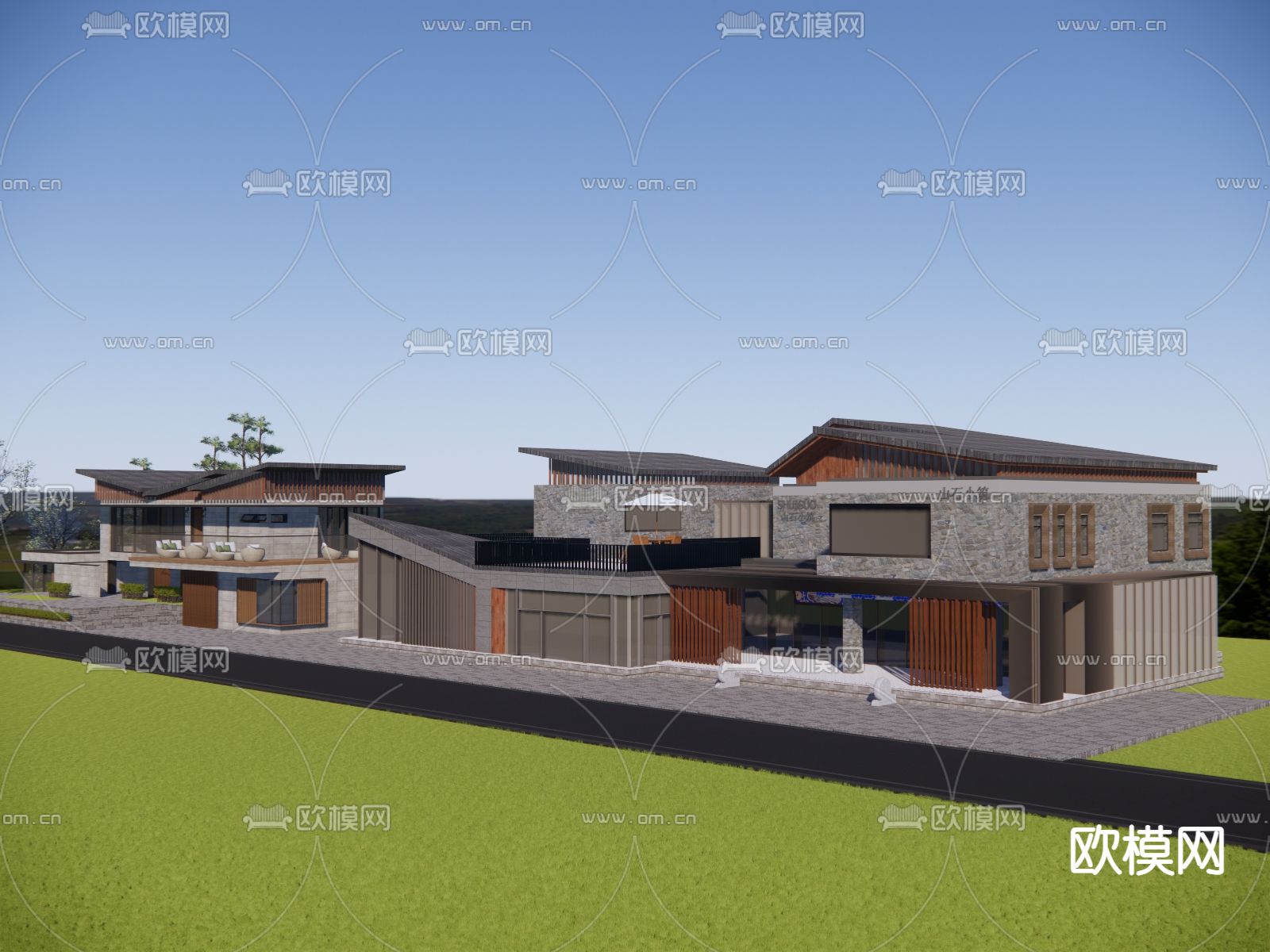 民宿建筑su模型下载（渲染图4）