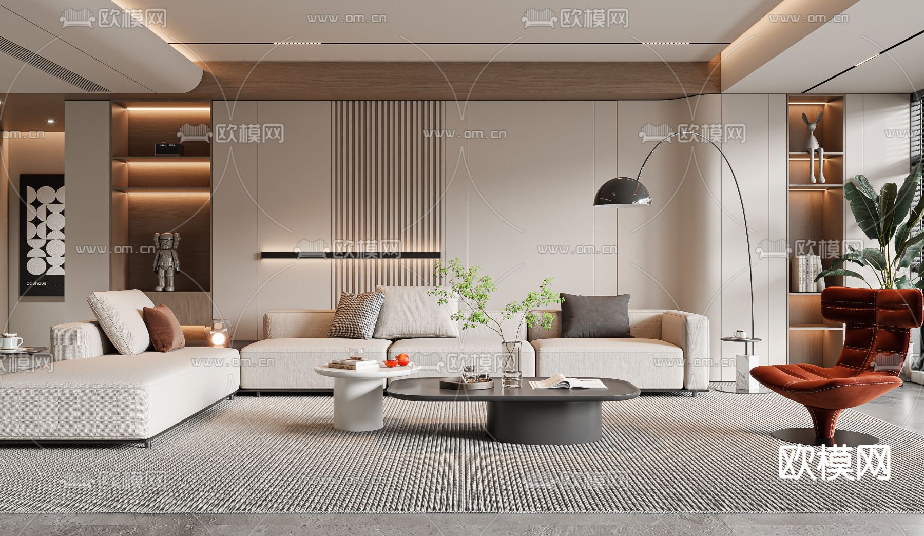 现代客厅3d模型下载（渲染图4）