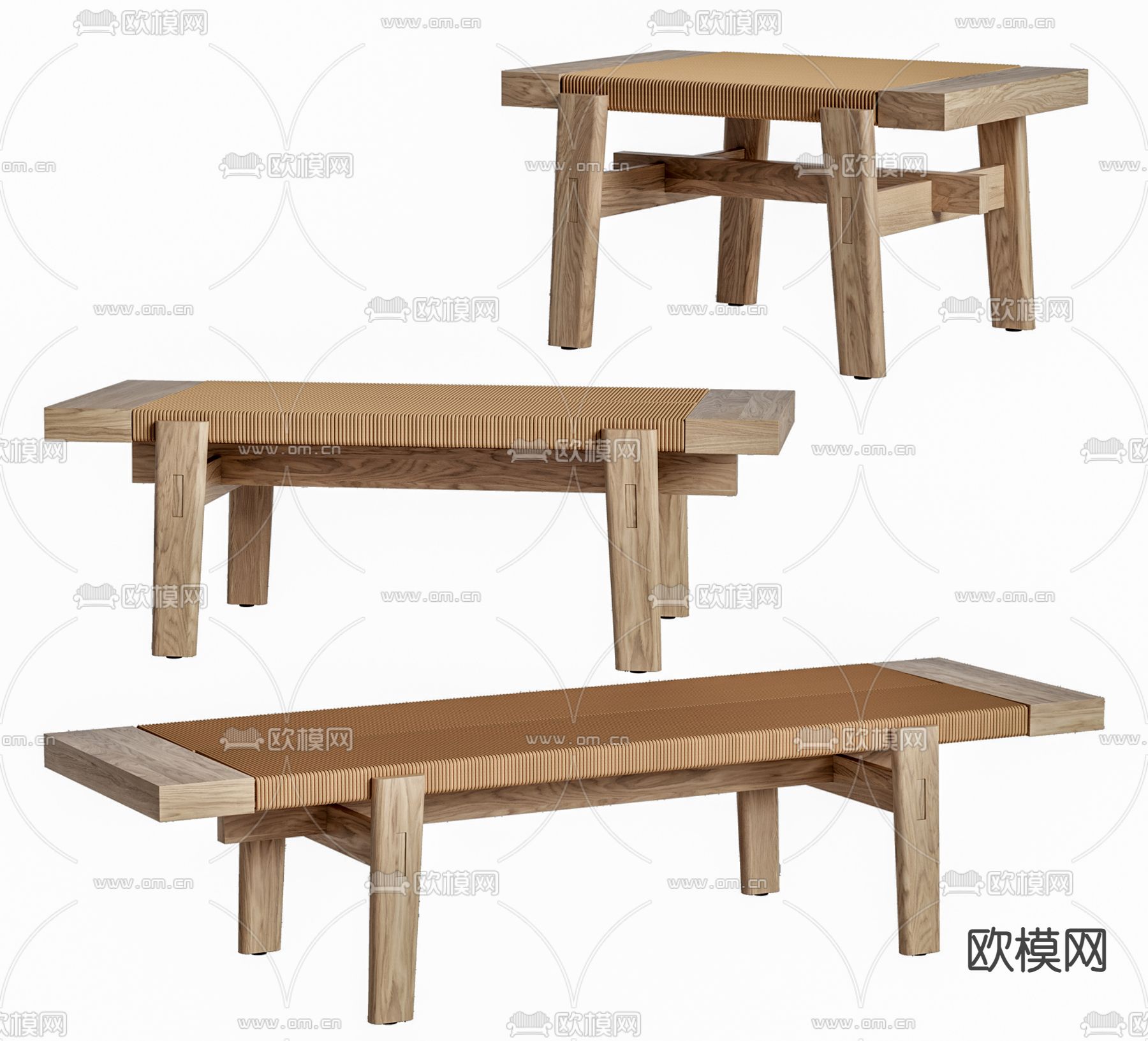 Poliform 新中式凳子 长凳 木凳3d模型下载