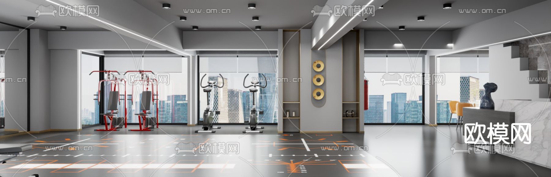 现代健身房3d模型下载（渲染图2）