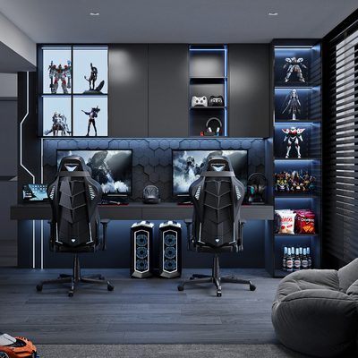  现代电竞房su模型 