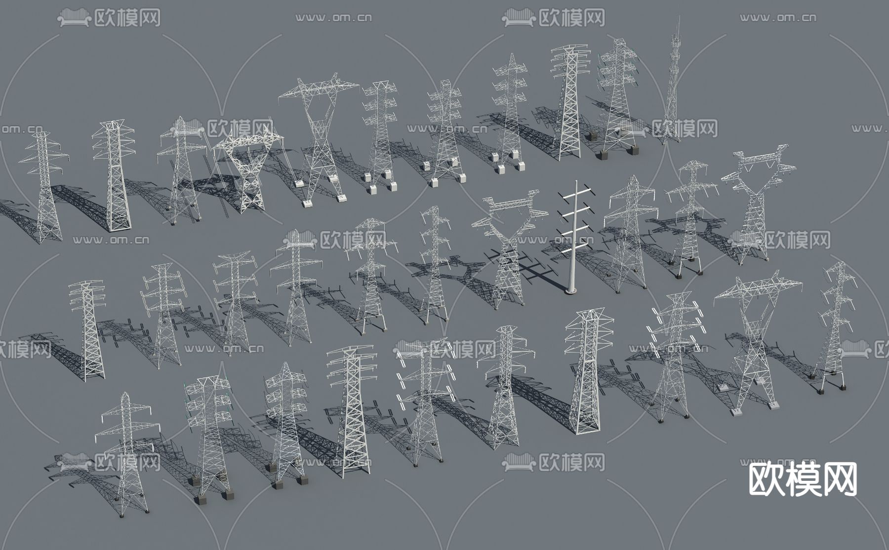 高压塔 信号塔 高压电塔su模型下载（渲染图1）