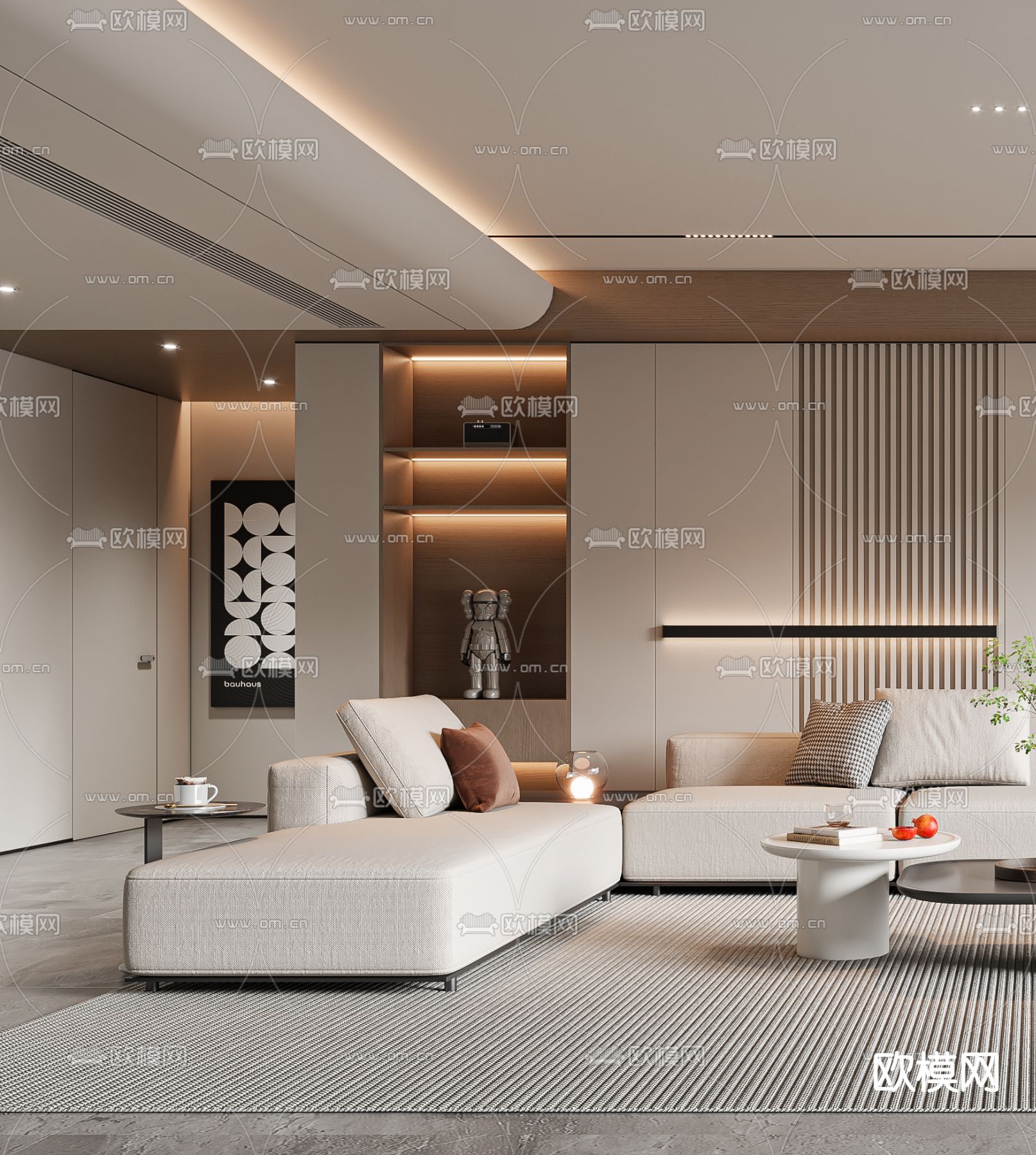 现代客厅3d模型下载（渲染图2）