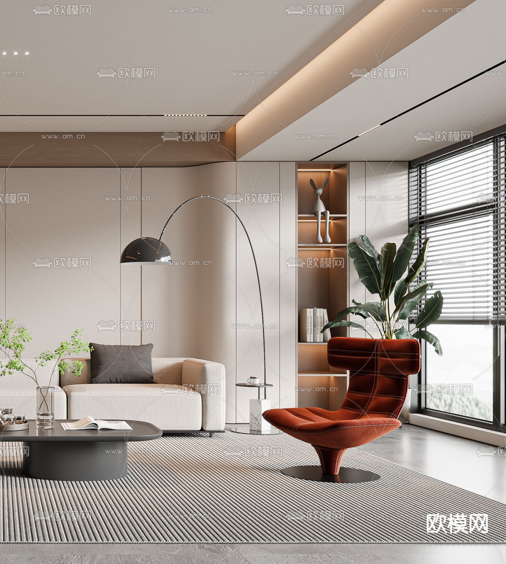 现代客厅3d模型下载（渲染图3）