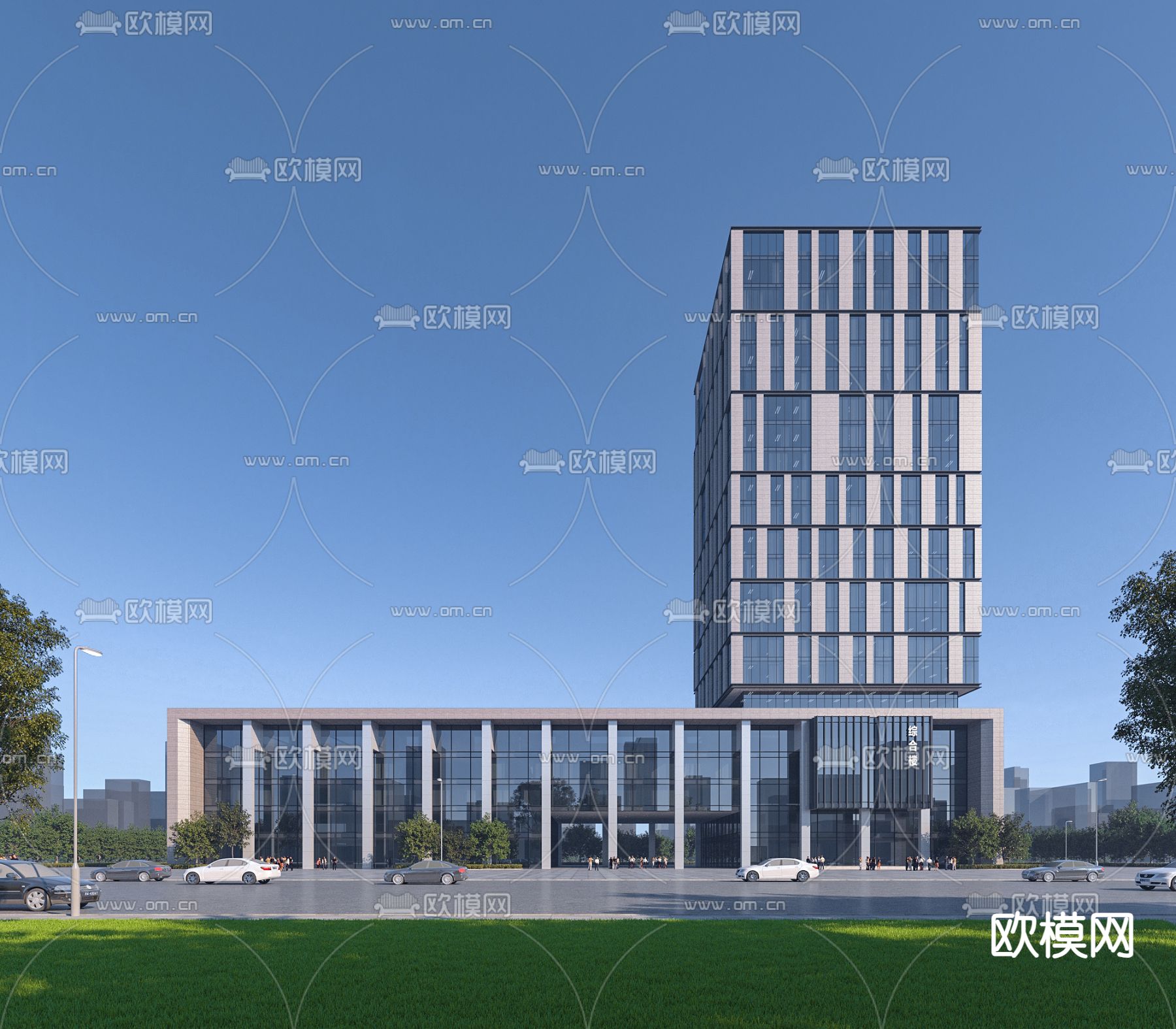 办公楼外观3d模型下载