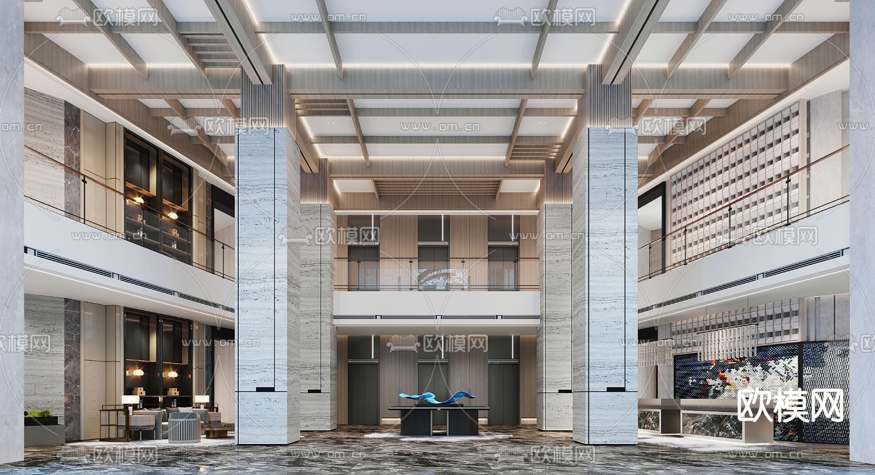 酒店中庭3d模型下载（渲染图1）